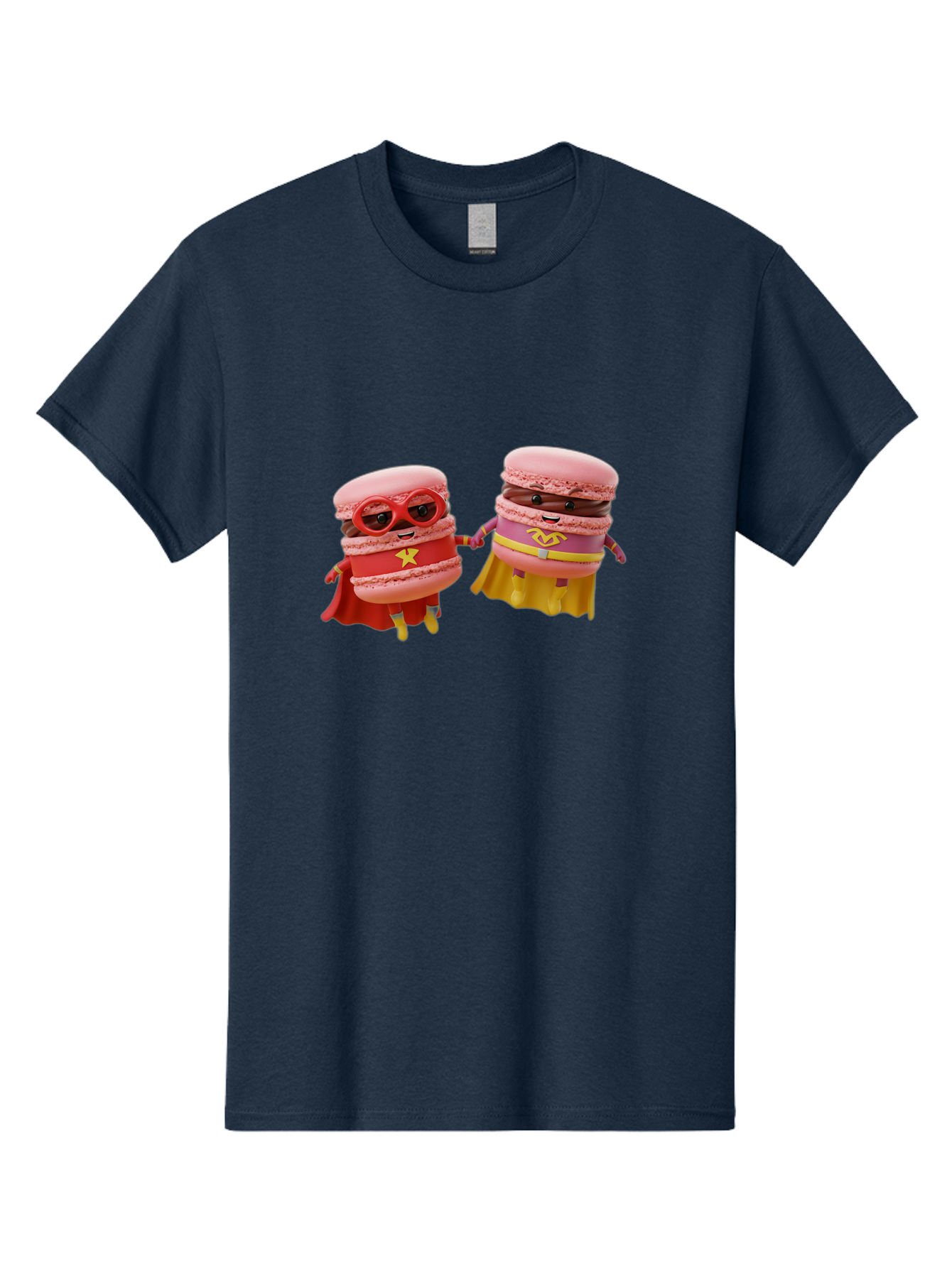 Macarons-8 Men'S Graphic Tee, 100% Cotton, Comfortable Casual Summer Wear, Machine Washable, Superhero Macarons, Macaron Characters, Pink Macarons, Superhero Costumes, Whimsical Desserts, Fantasy Food, Colorful Treats, Macaron Superheroes, Baa952