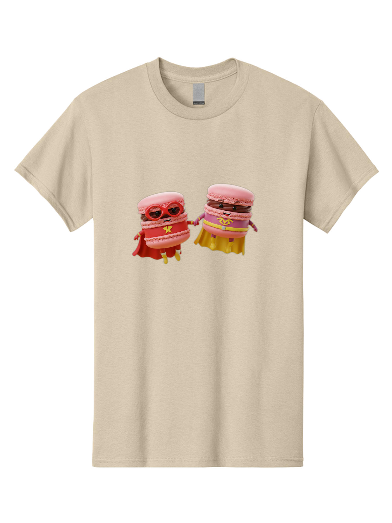 Macarons-8 Men'S Graphic Tee, 100% Cotton, Comfortable Casual Summer Wear, Machine Washable, Superhero Macarons, Macaron Characters, Pink Macarons, Superhero Costumes, Whimsical Desserts, Fantasy Food, Colorful Treats, Macaron Superheroes, Baa952