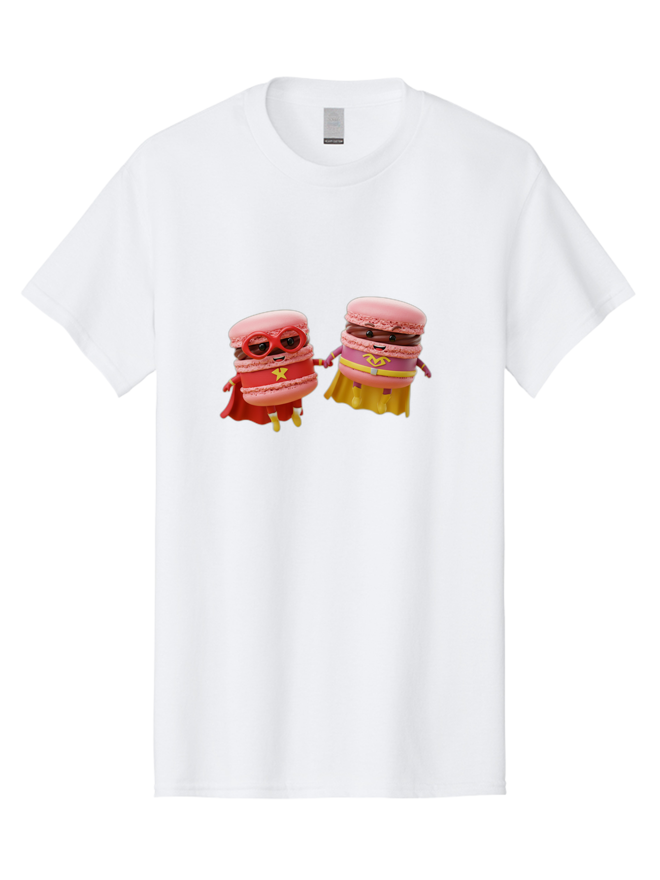 Macarons-8 Men'S Graphic Tee, 100% Cotton, Comfortable Casual Summer Wear, Machine Washable, Superhero Macarons, Macaron Characters, Pink Macarons, Superhero Costumes, Whimsical Desserts, Fantasy Food, Colorful Treats, Macaron Superheroes, Baa952