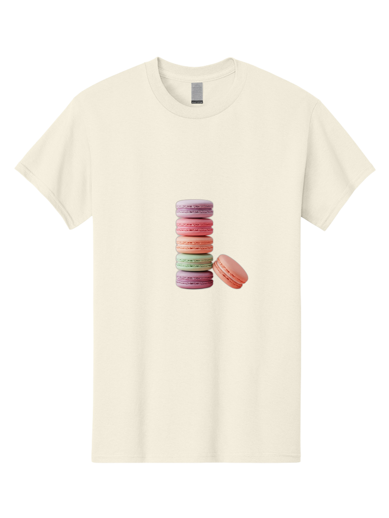 Macarons-Stack Men'S Graphic Tee, 100% Cotton, Comfortable Casual Summer Wear, Machine Washable, Colorful Macarons, Stacked Macarons, Pastel Colors, Sweet Treats, French Desserts, Delicate Cookies, Vibrant Hues, Layered Macarons Baa959