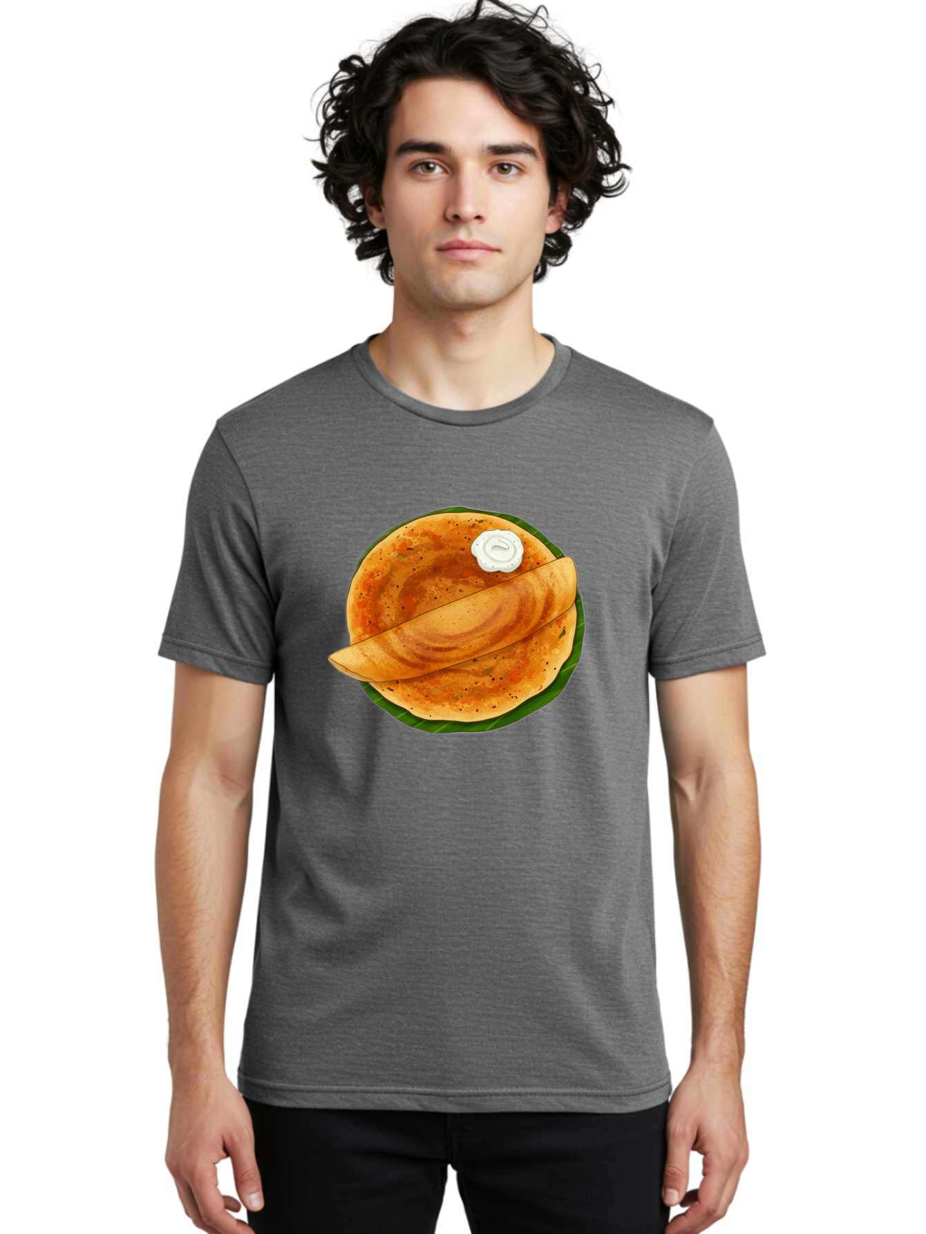 Masala-Dosa-10 Men'S Graphic Tee, 100% Cotton, Comfortable Casual Summer Wear, Machine Washable, South Indian Cuisine, Traditional Breakfast, Fermented Rice, Black Lentils, Crispy Dosa, Chutney, Savory Flavors, Indian Food, Dosa Recipe, Baa971