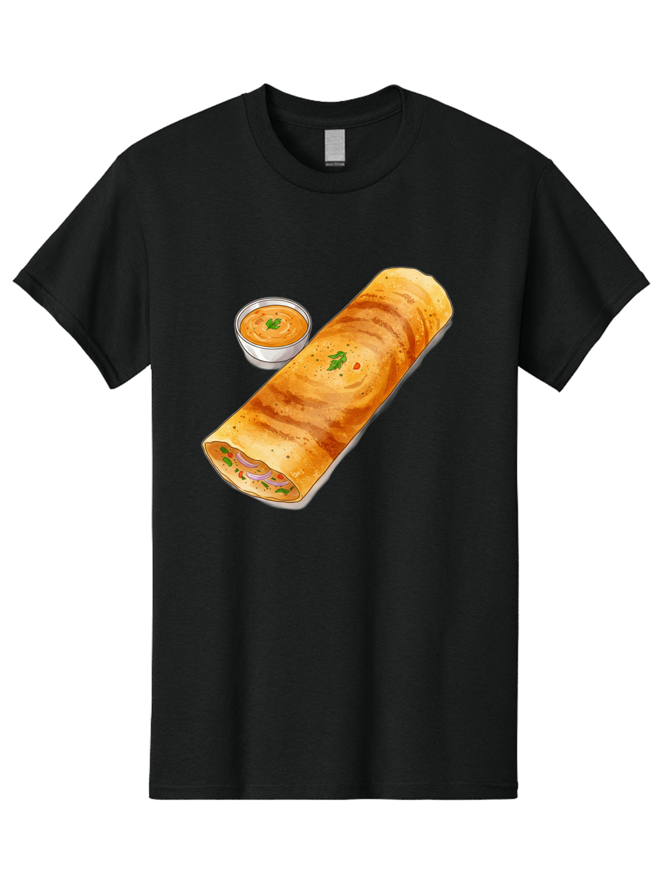 Masala-Dosa-13 Men'S Graphic Tee, 100% Cotton, Comfortable Casual Summer Wear, Machine Washable, Masala Dosa, South Indian Cuisine, Crepe, Rolled Dosa, Spicy Filling, Potato And Onion, Chutney, Indian Food, Traditional Dish, Flavorful, Baa974
