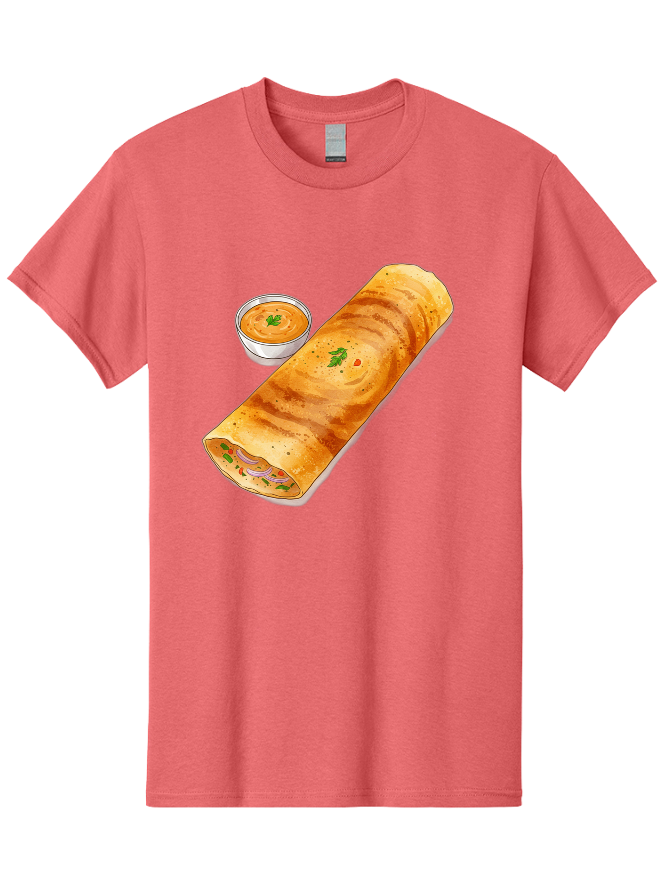 Masala-Dosa-13 Men'S Graphic Tee, 100% Cotton, Comfortable Casual Summer Wear, Machine Washable, Masala Dosa, South Indian Cuisine, Crepe, Rolled Dosa, Spicy Filling, Potato And Onion, Chutney, Indian Food, Traditional Dish, Flavorful, Baa974