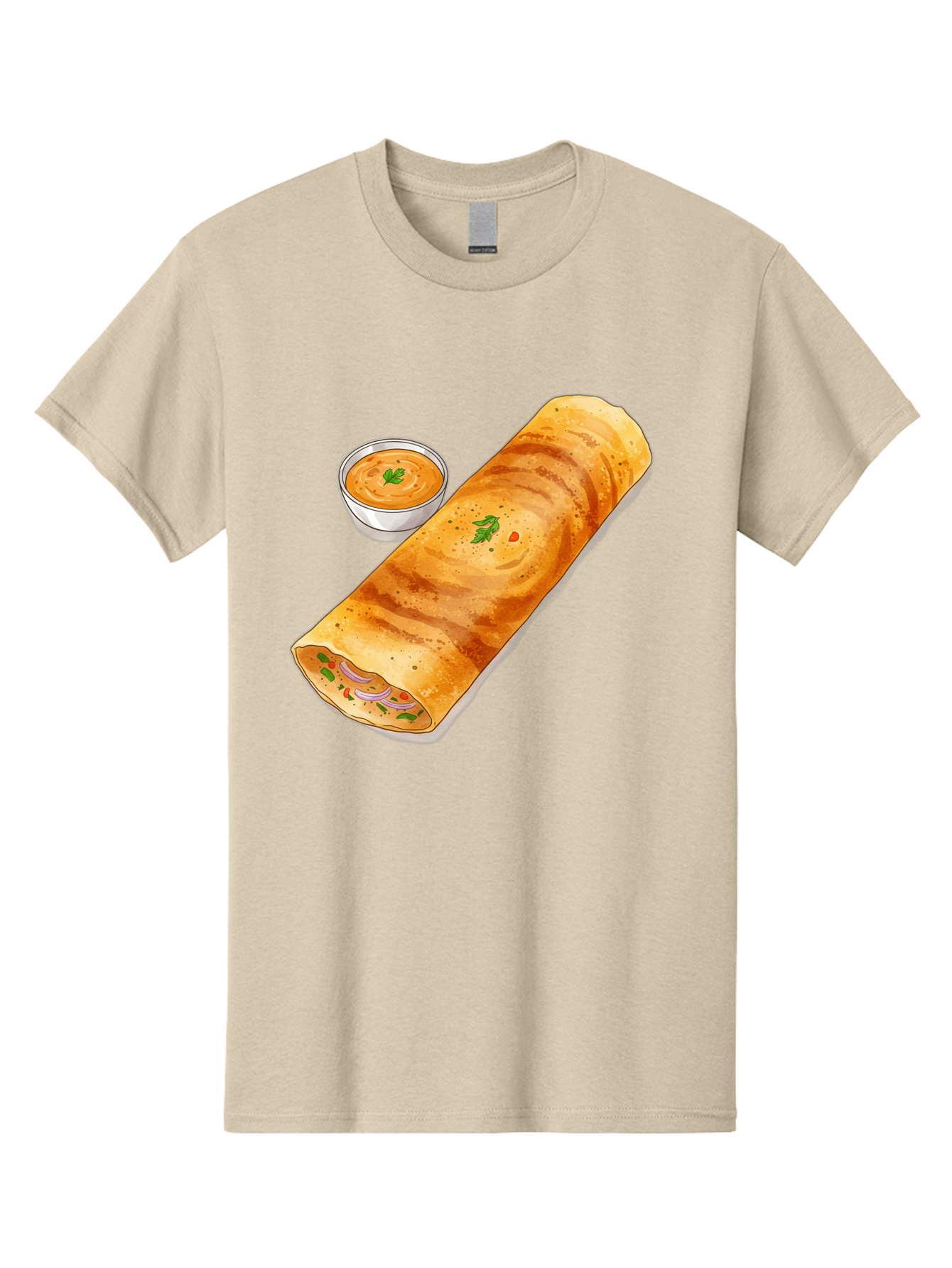 Masala-Dosa-13 Men'S Graphic Tee, 100% Cotton, Comfortable Casual Summer Wear, Machine Washable, Masala Dosa, South Indian Cuisine, Crepe, Rolled Dosa, Spicy Filling, Potato And Onion, Chutney, Indian Food, Traditional Dish, Flavorful, Baa974