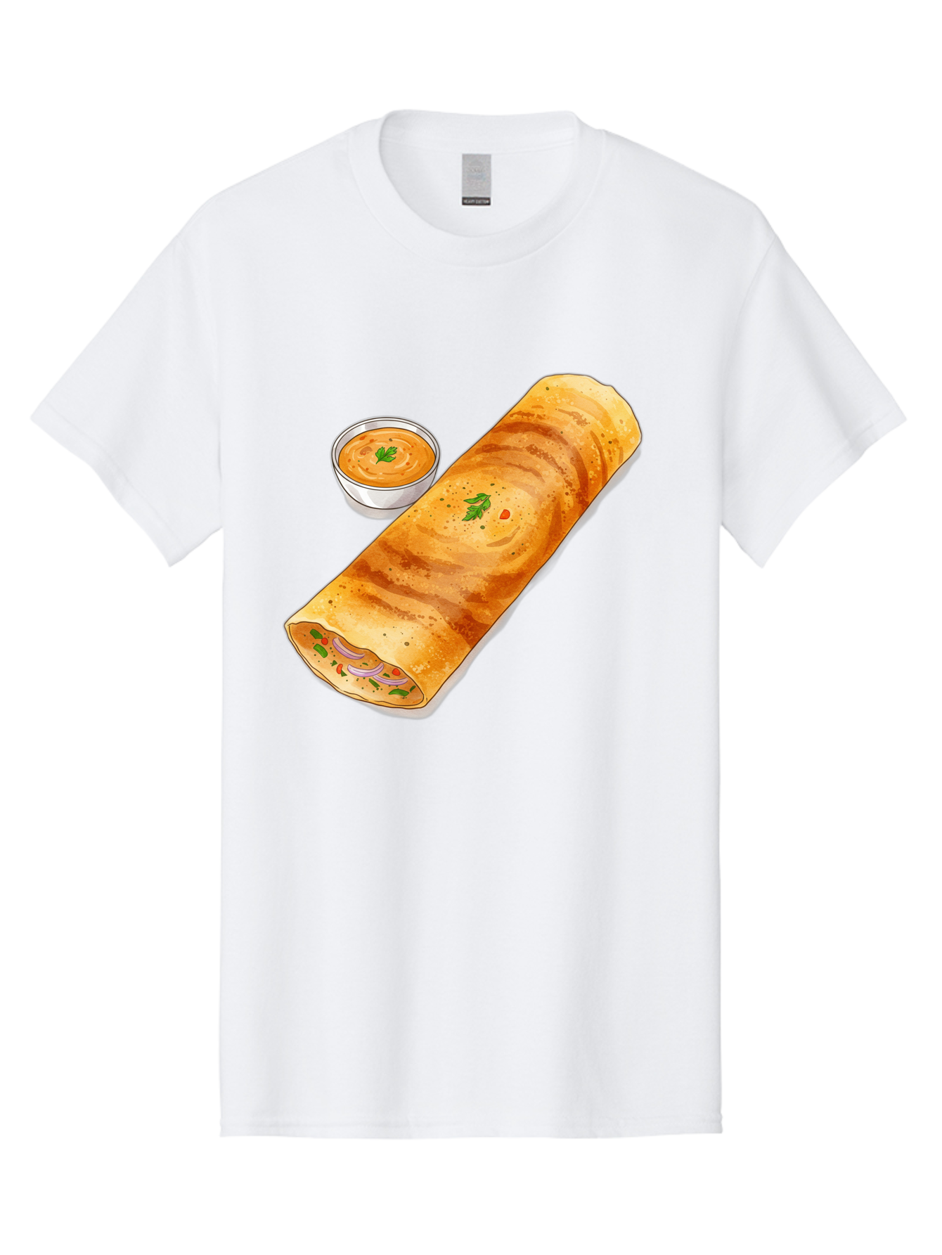 Masala-Dosa-13 Men'S Graphic Tee, 100% Cotton, Comfortable Casual Summer Wear, Machine Washable, Masala Dosa, South Indian Cuisine, Crepe, Rolled Dosa, Spicy Filling, Potato And Onion, Chutney, Indian Food, Traditional Dish, Flavorful, Baa974