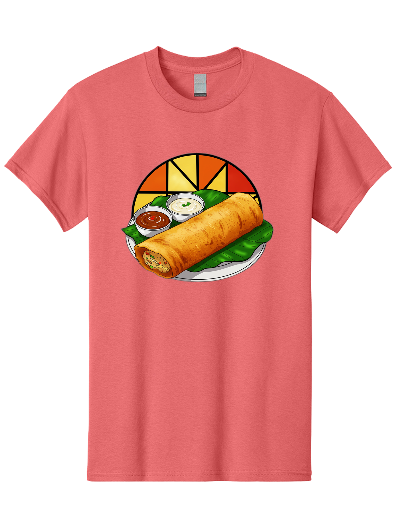 Masala-Dosa-14 Men'S Graphic Tee, 100% Cotton, Comfortable Casual Summer Wear, Machine Washable, South Indian Cuisine, Traditional Dosa, Masala Filling, Chutney, Sambar, Indian Breakfast, Fermented Rice Crepe, Delicious Meal, Baa975