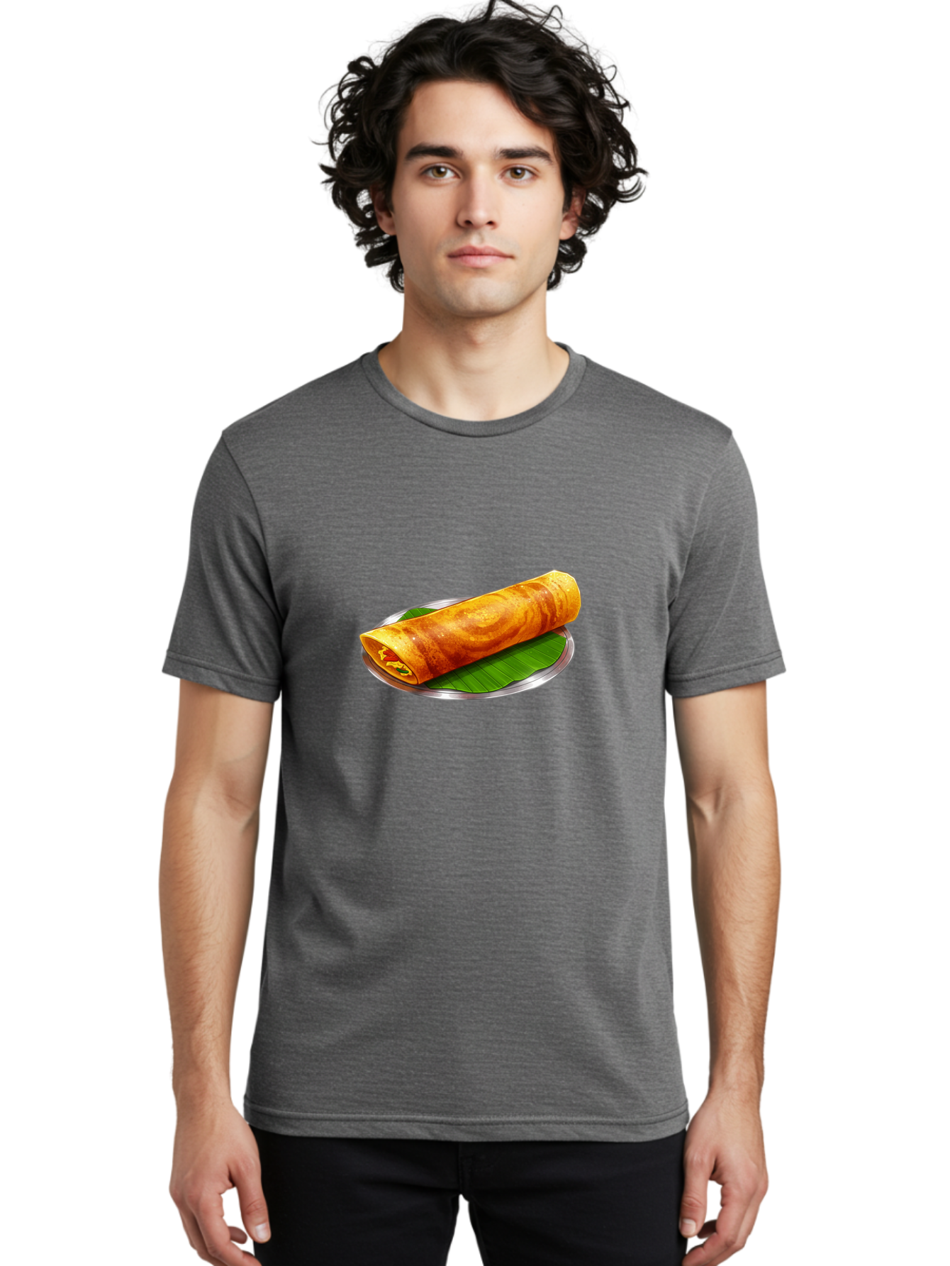 Masala-Dosa-15 Men'S Graphic Tee, 100% Cotton, Comfortable Casual Summer Wear, Machine Washable, Indian Cuisine, South Indian Food, Crispy Dosa, Masala Filling, Traditional Breakfast, Street Food, Savory Crepe, Dosa Recipe, Indian Flatbread Baa976