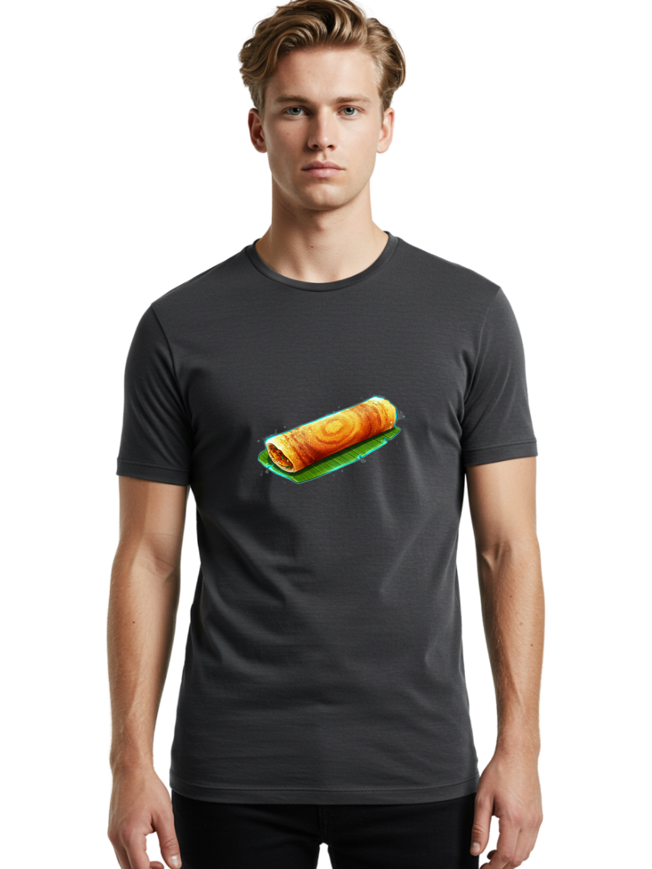 Masala-Dosa-16 Men'S Graphic Tee, 100% Cotton, Comfortable Casual Summer Wear, Machine Washable, South Indian Cuisine, Traditional Breakfast, Masala Dosa, Savory Crepe, Fermented Rice, Crispy Texture, Delicious Food, Indian Street Food Baa977