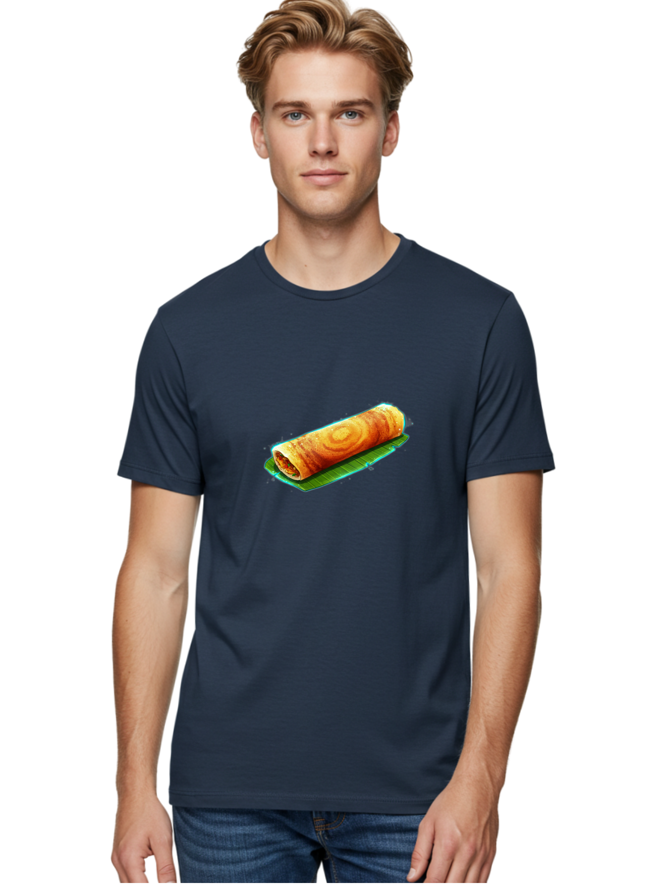 Masala-Dosa-16 Men'S Graphic Tee, 100% Cotton, Comfortable Casual Summer Wear, Machine Washable, South Indian Cuisine, Traditional Breakfast, Masala Dosa, Savory Crepe, Fermented Rice, Crispy Texture, Delicious Food, Indian Street Food Baa977