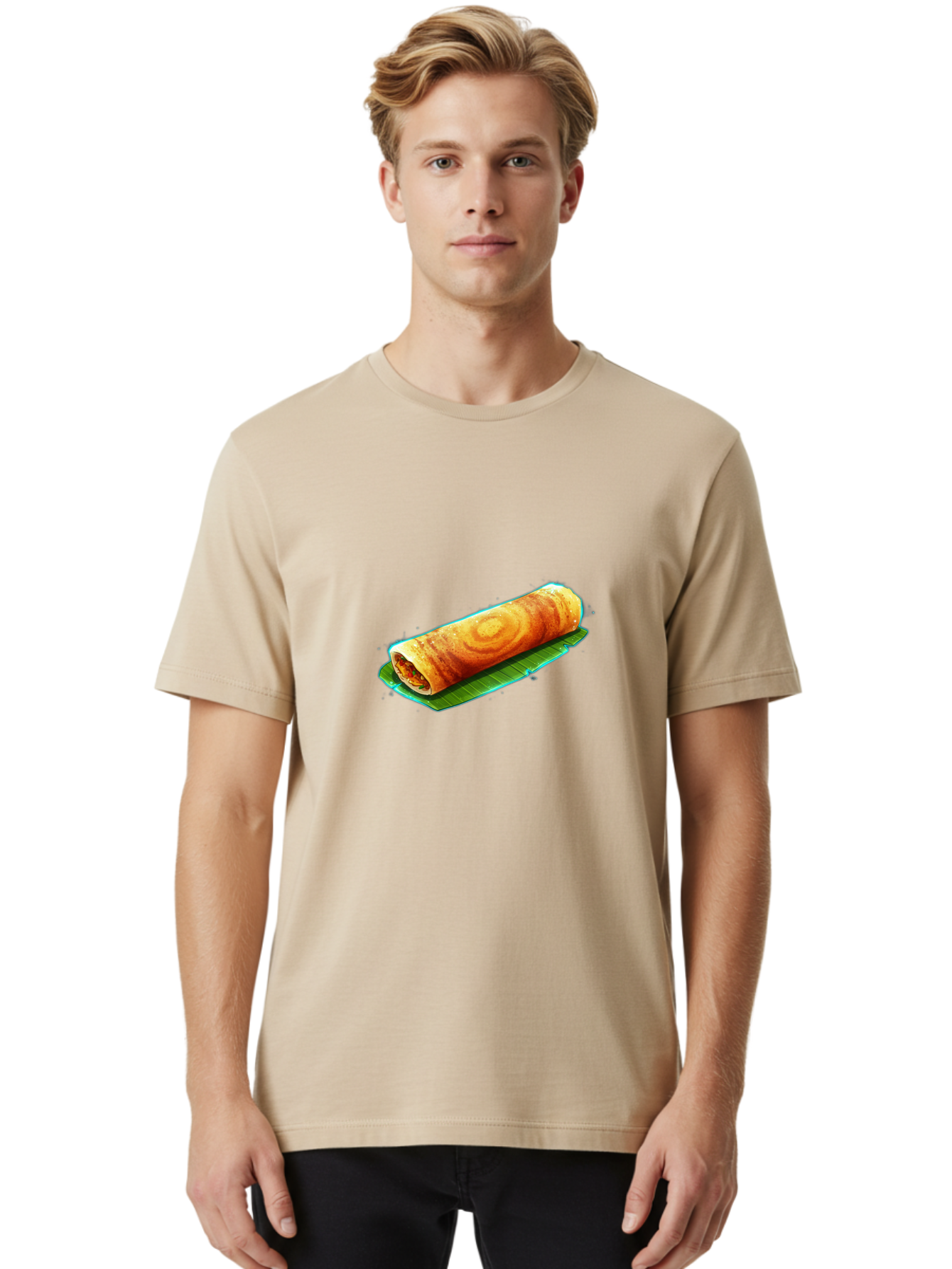 Masala-Dosa-16 Men'S Graphic Tee, 100% Cotton, Comfortable Casual Summer Wear, Machine Washable, South Indian Cuisine, Traditional Breakfast, Masala Dosa, Savory Crepe, Fermented Rice, Crispy Texture, Delicious Food, Indian Street Food Baa977