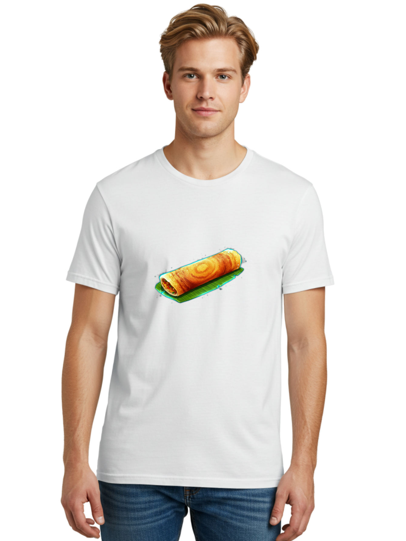 Masala-Dosa-16 Men'S Graphic Tee, 100% Cotton, Comfortable Casual Summer Wear, Machine Washable, South Indian Cuisine, Traditional Breakfast, Masala Dosa, Savory Crepe, Fermented Rice, Crispy Texture, Delicious Food, Indian Street Food Baa977