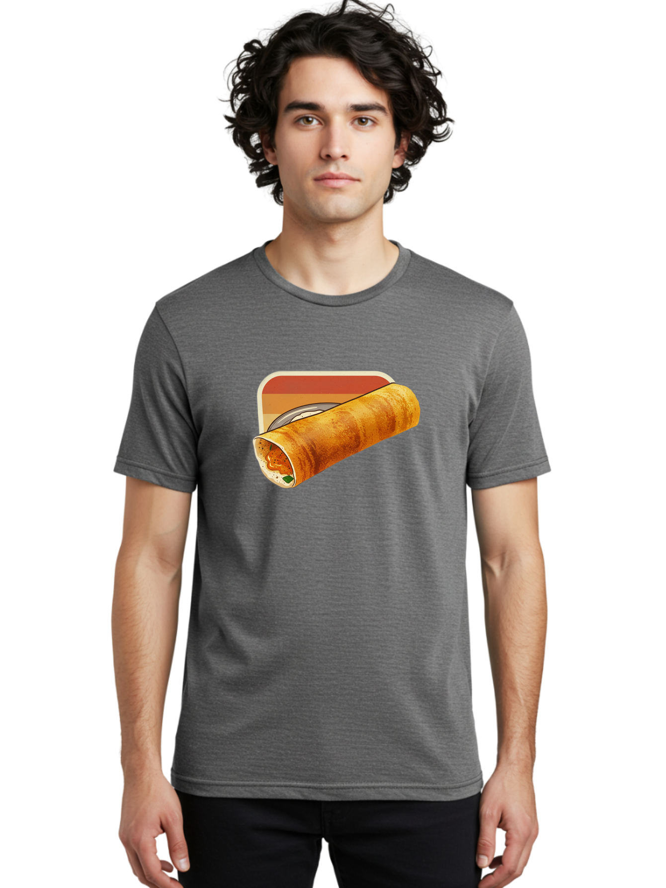 Masala-Dosa-18 Men'S Graphic Tee, 100% Cotton, Comfortable Casual Summer Wear, Machine Washable, South Indian Cuisine, Dosa Recipe, Indian Street Food, Rolled Dosa, Savory Crepe, Spicy Filling, Traditional Breakfast Baa979