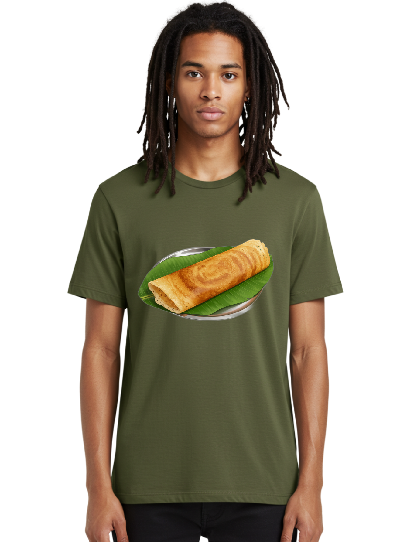 Masala-Dosa-2 Men'S Graphic Tee, 100% Cotton, Comfortable Casual Summer Wear, Machine Washable, South Indian Cuisine, Traditional Food, Dosa Recipe, Banana Leaf, Indian Breakfast, Fermented Rice, Crispy Crepe, Vegetarian Dish, Authentic Flavor Baa980