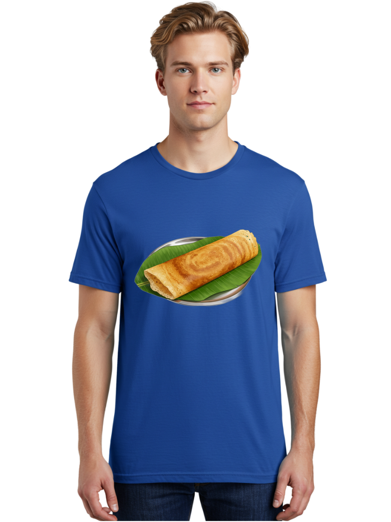 Masala-Dosa-2 Men'S Graphic Tee, 100% Cotton, Comfortable Casual Summer Wear, Machine Washable, South Indian Cuisine, Traditional Food, Dosa Recipe, Banana Leaf, Indian Breakfast, Fermented Rice, Crispy Crepe, Vegetarian Dish, Authentic Flavor Baa980
