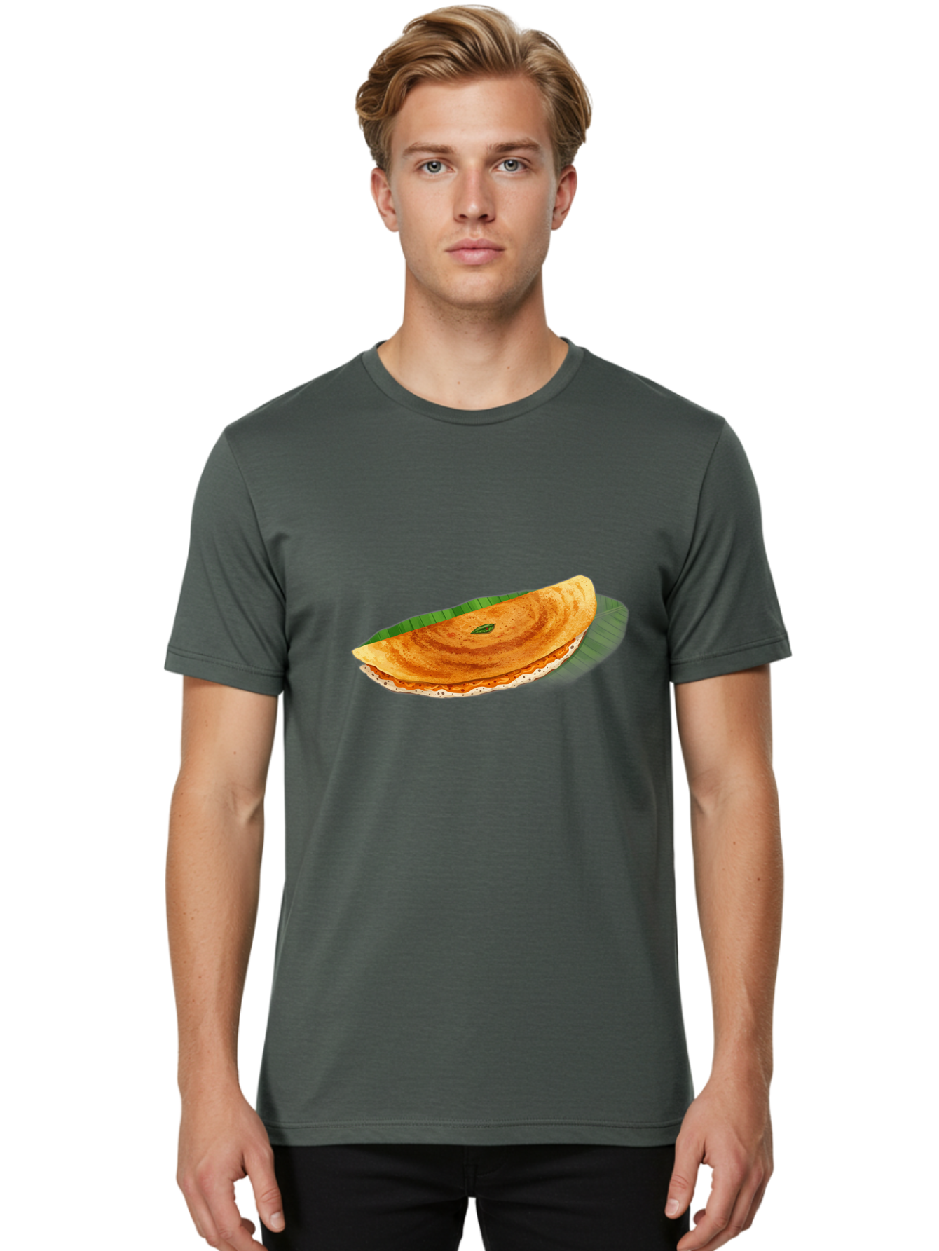 Masala-Dosa-3 Men'S Graphic Tee, 100% Cotton, Comfortable Casual Summer Wear, Machine Washable, South Indian Cuisine, Traditional Breakfast, Masala Dosa, Crispy Crepe, Savory Filling, Spicy Potato, Fermented Rice, Lentil Batter, Baa981