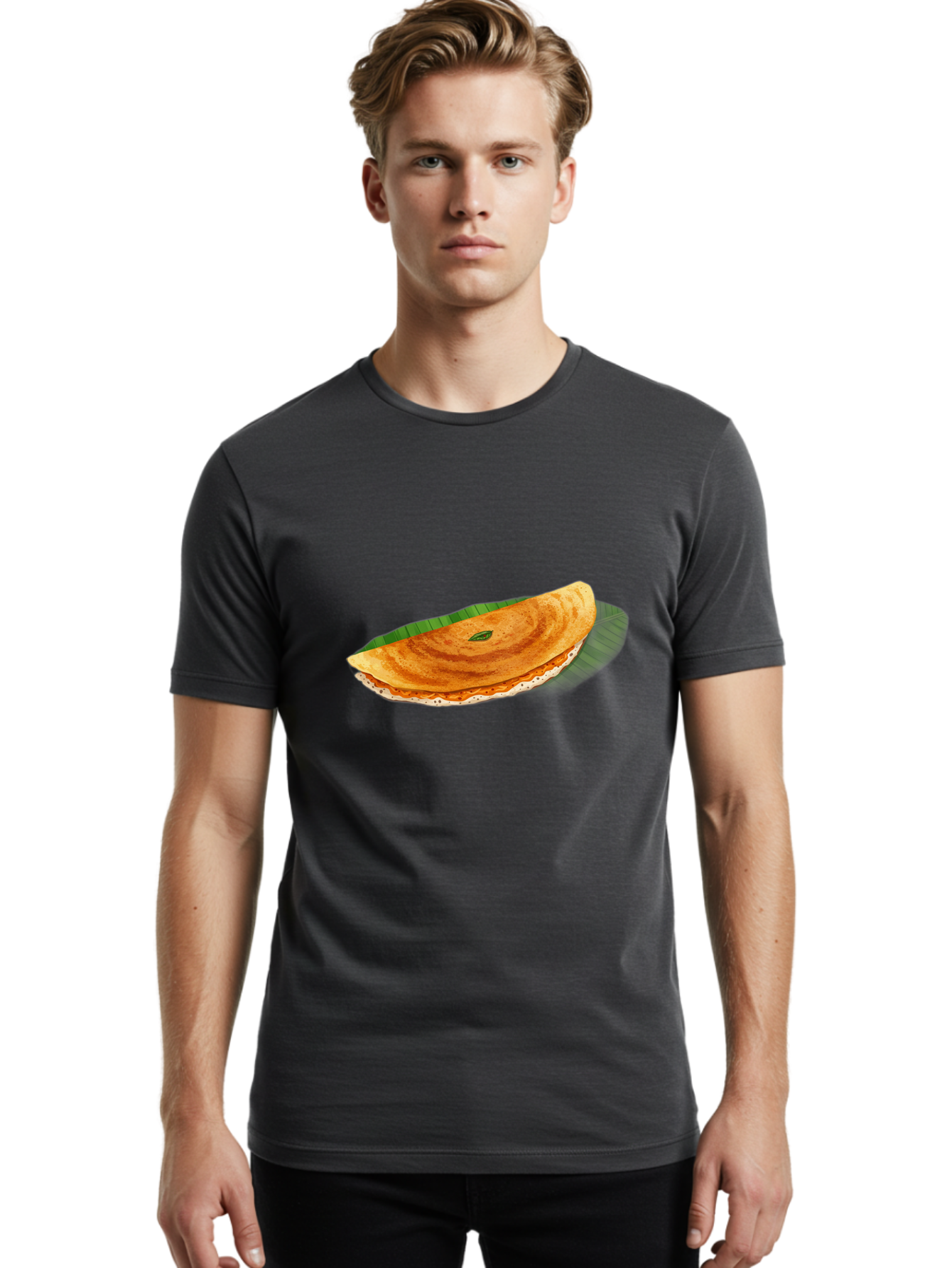 Masala-Dosa-3 Men'S Graphic Tee, 100% Cotton, Comfortable Casual Summer Wear, Machine Washable, South Indian Cuisine, Traditional Breakfast, Masala Dosa, Crispy Crepe, Savory Filling, Spicy Potato, Fermented Rice, Lentil Batter, Baa981