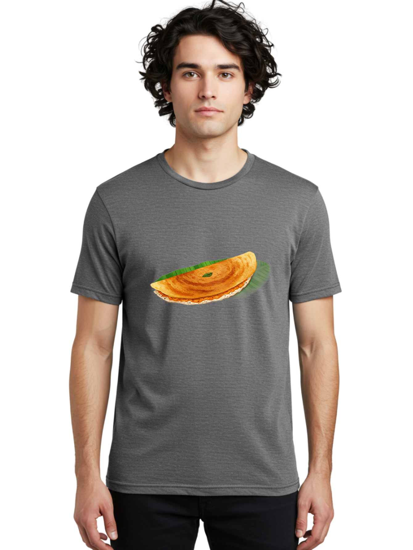 Masala-Dosa-3 Men'S Graphic Tee, 100% Cotton, Comfortable Casual Summer Wear, Machine Washable, South Indian Cuisine, Traditional Breakfast, Masala Dosa, Crispy Crepe, Savory Filling, Spicy Potato, Fermented Rice, Lentil Batter, Baa981