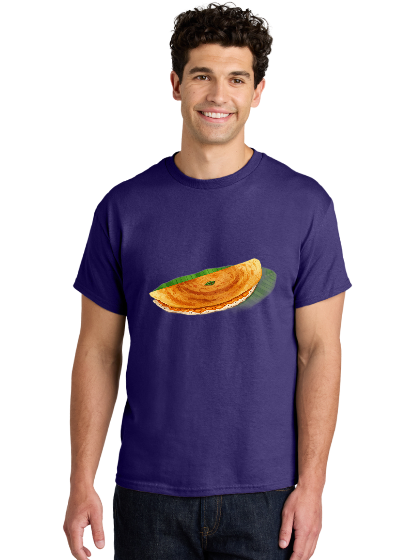 Masala-Dosa-3 Men'S Graphic Tee, 100% Cotton, Comfortable Casual Summer Wear, Machine Washable, South Indian Cuisine, Traditional Breakfast, Masala Dosa, Crispy Crepe, Savory Filling, Spicy Potato, Fermented Rice, Lentil Batter, Baa981