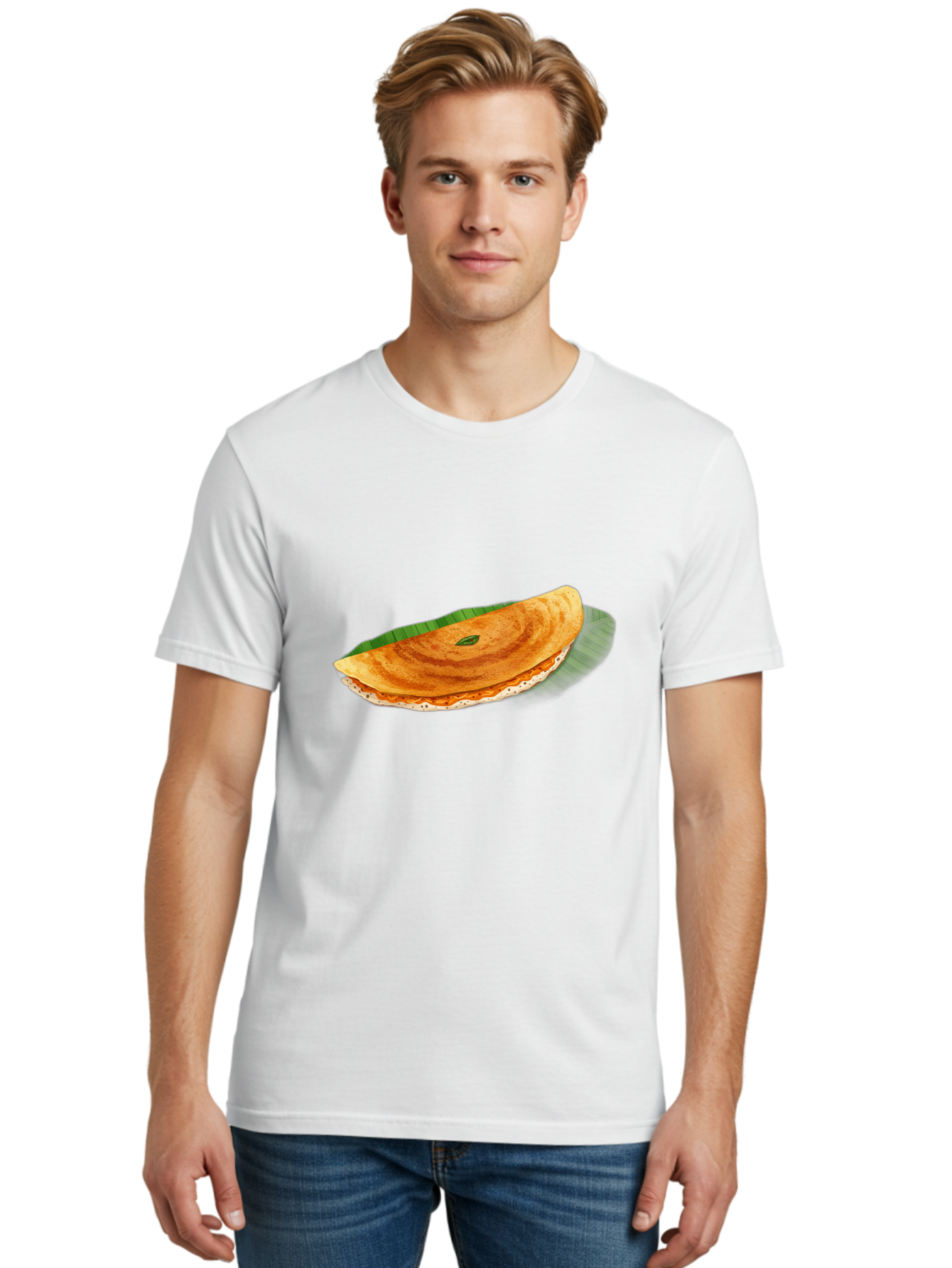 Masala-Dosa-3 Men'S Graphic Tee, 100% Cotton, Comfortable Casual Summer Wear, Machine Washable, South Indian Cuisine, Traditional Breakfast, Masala Dosa, Crispy Crepe, Savory Filling, Spicy Potato, Fermented Rice, Lentil Batter, Baa981