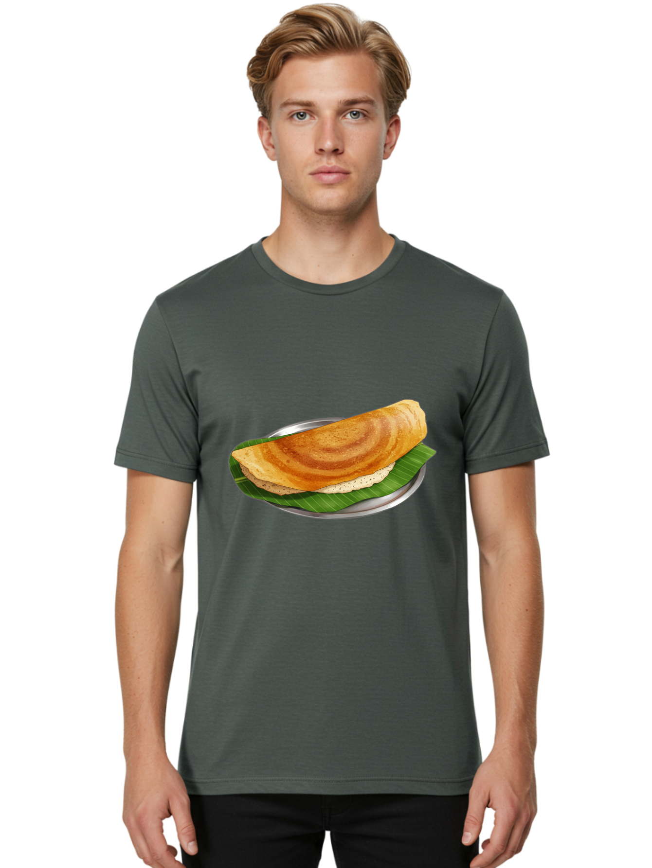 Masala-Dosa-4 Men'S Graphic Tee, 100% Cotton, Comfortable Casual Summer Wear, Machine Washable, Indian Cuisine, South Indian Food, Fermented Crepe, Dosa Recipe, Traditional Breakfast, Crispy Dosa, Savory Dish, South Asian Delicacy, Baa982