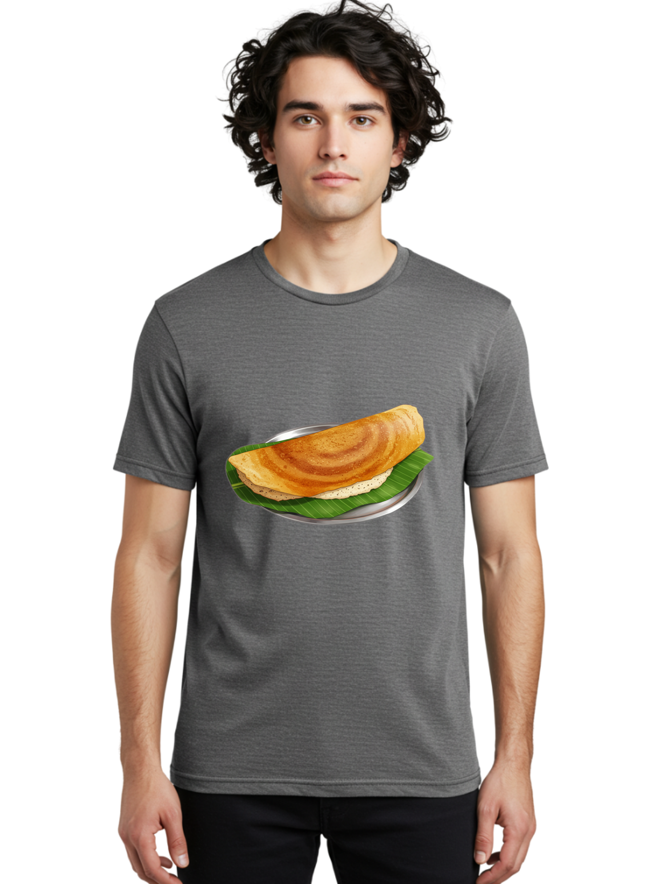 Masala-Dosa-4 Men'S Graphic Tee, 100% Cotton, Comfortable Casual Summer Wear, Machine Washable, Indian Cuisine, South Indian Food, Fermented Crepe, Dosa Recipe, Traditional Breakfast, Crispy Dosa, Savory Dish, South Asian Delicacy, Baa982