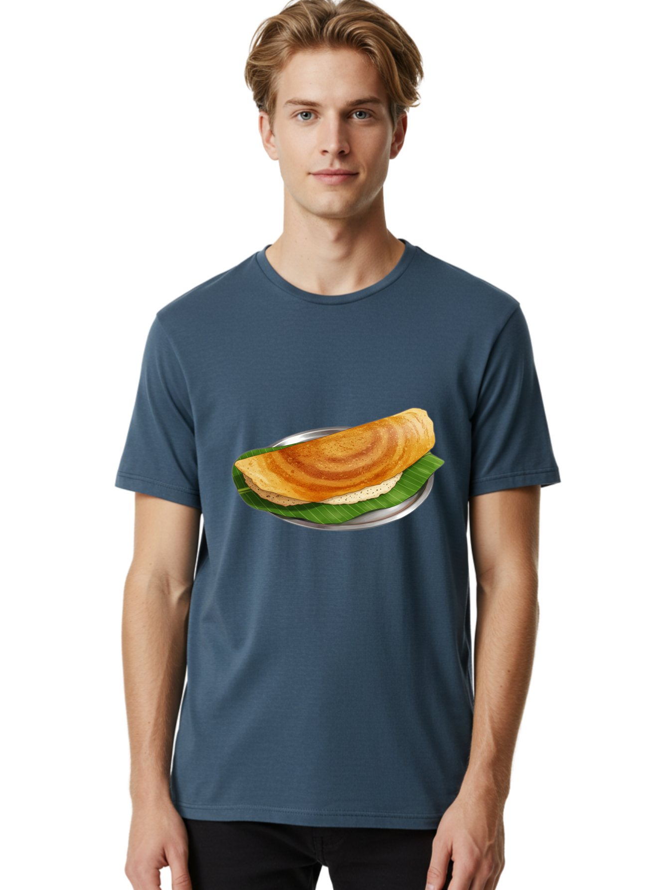 Masala-Dosa-4 Men'S Graphic Tee, 100% Cotton, Comfortable Casual Summer Wear, Machine Washable, Indian Cuisine, South Indian Food, Fermented Crepe, Dosa Recipe, Traditional Breakfast, Crispy Dosa, Savory Dish, South Asian Delicacy, Baa982