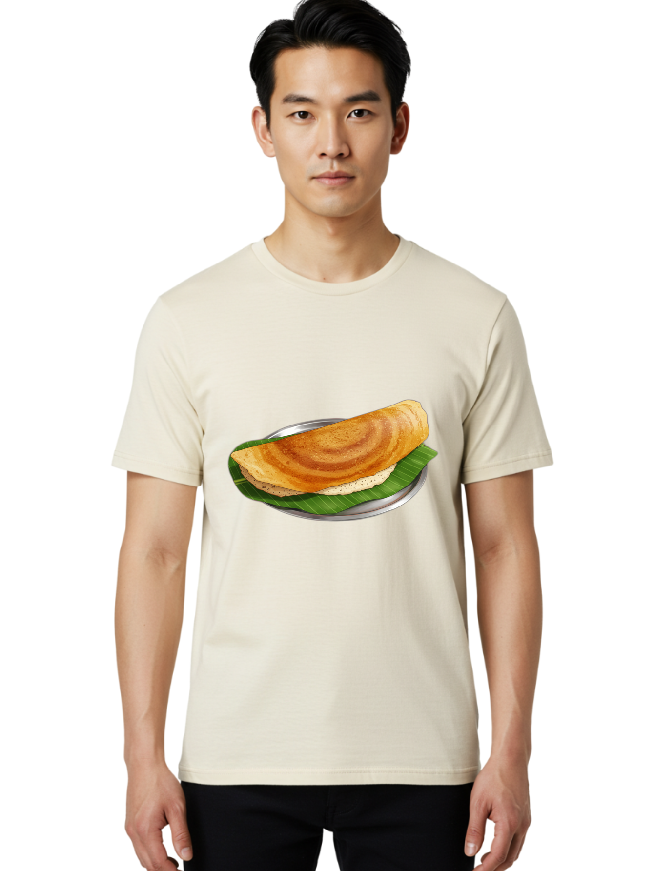 Masala-Dosa-4 Men'S Graphic Tee, 100% Cotton, Comfortable Casual Summer Wear, Machine Washable, Indian Cuisine, South Indian Food, Fermented Crepe, Dosa Recipe, Traditional Breakfast, Crispy Dosa, Savory Dish, South Asian Delicacy, Baa982