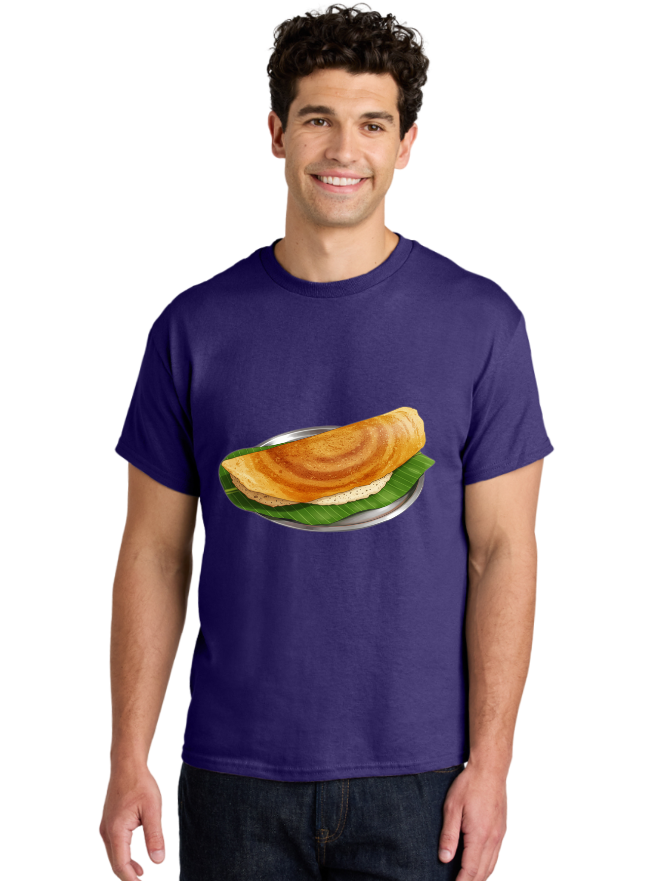 Masala-Dosa-4 Men'S Graphic Tee, 100% Cotton, Comfortable Casual Summer Wear, Machine Washable, Indian Cuisine, South Indian Food, Fermented Crepe, Dosa Recipe, Traditional Breakfast, Crispy Dosa, Savory Dish, South Asian Delicacy, Baa982