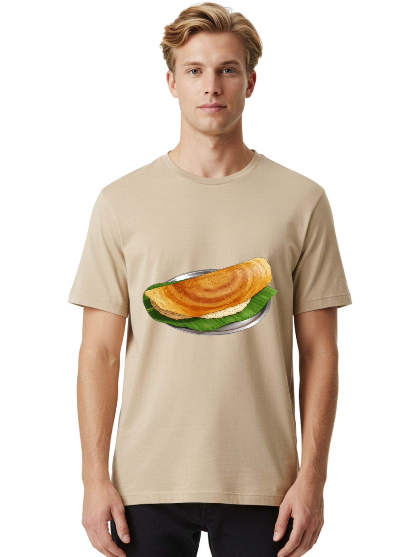 Masala-Dosa-4 Men'S Graphic Tee, 100% Cotton, Comfortable Casual Summer Wear, Machine Washable, Indian Cuisine, South Indian Food, Fermented Crepe, Dosa Recipe, Traditional Breakfast, Crispy Dosa, Savory Dish, South Asian Delicacy, Baa982