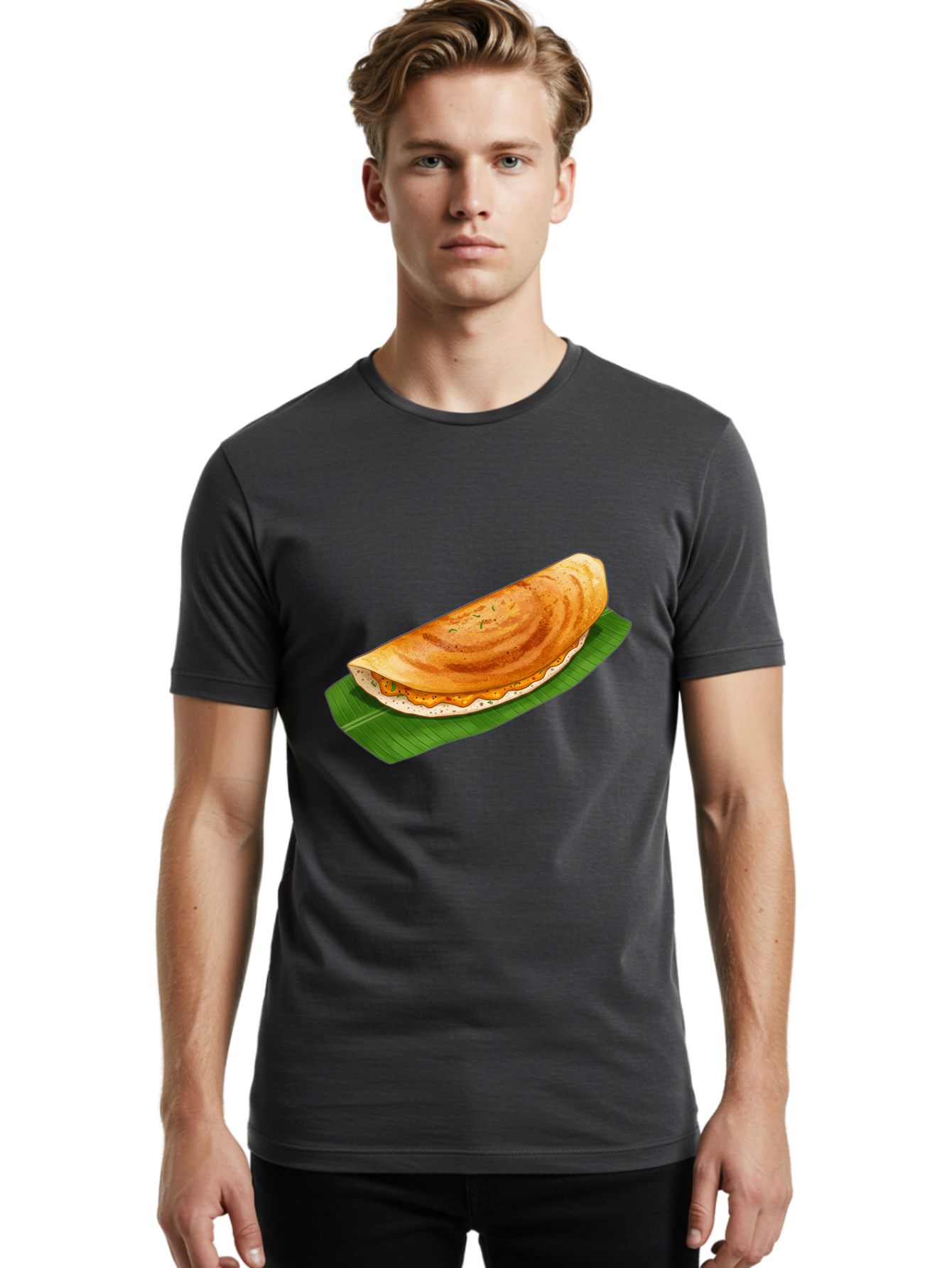 Masala-Dosa-5 Men'S Graphic Tee, 100% Cotton, Comfortable Casual Summer Wear, Machine Washable, Indian Cuisine, South Indian Food, Dosa Recipe, Masala Dosa, Savory Crepe, Fermented Rice, Savory Filling, Spicy Potato, Breakfast Dish, Baa983