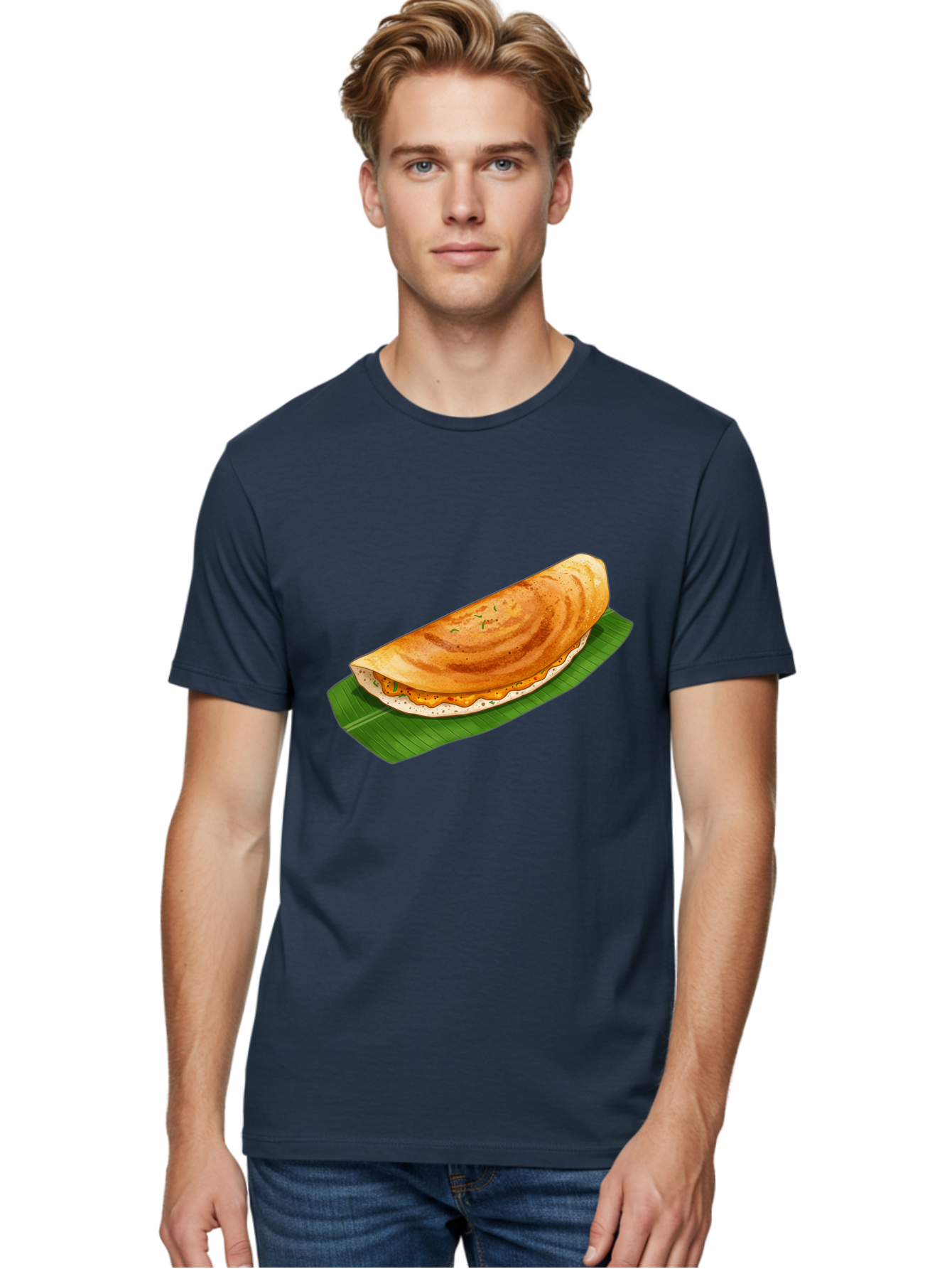 Masala-Dosa-5 Men'S Graphic Tee, 100% Cotton, Comfortable Casual Summer Wear, Machine Washable, Indian Cuisine, South Indian Food, Dosa Recipe, Masala Dosa, Savory Crepe, Fermented Rice, Savory Filling, Spicy Potato, Breakfast Dish, Baa983