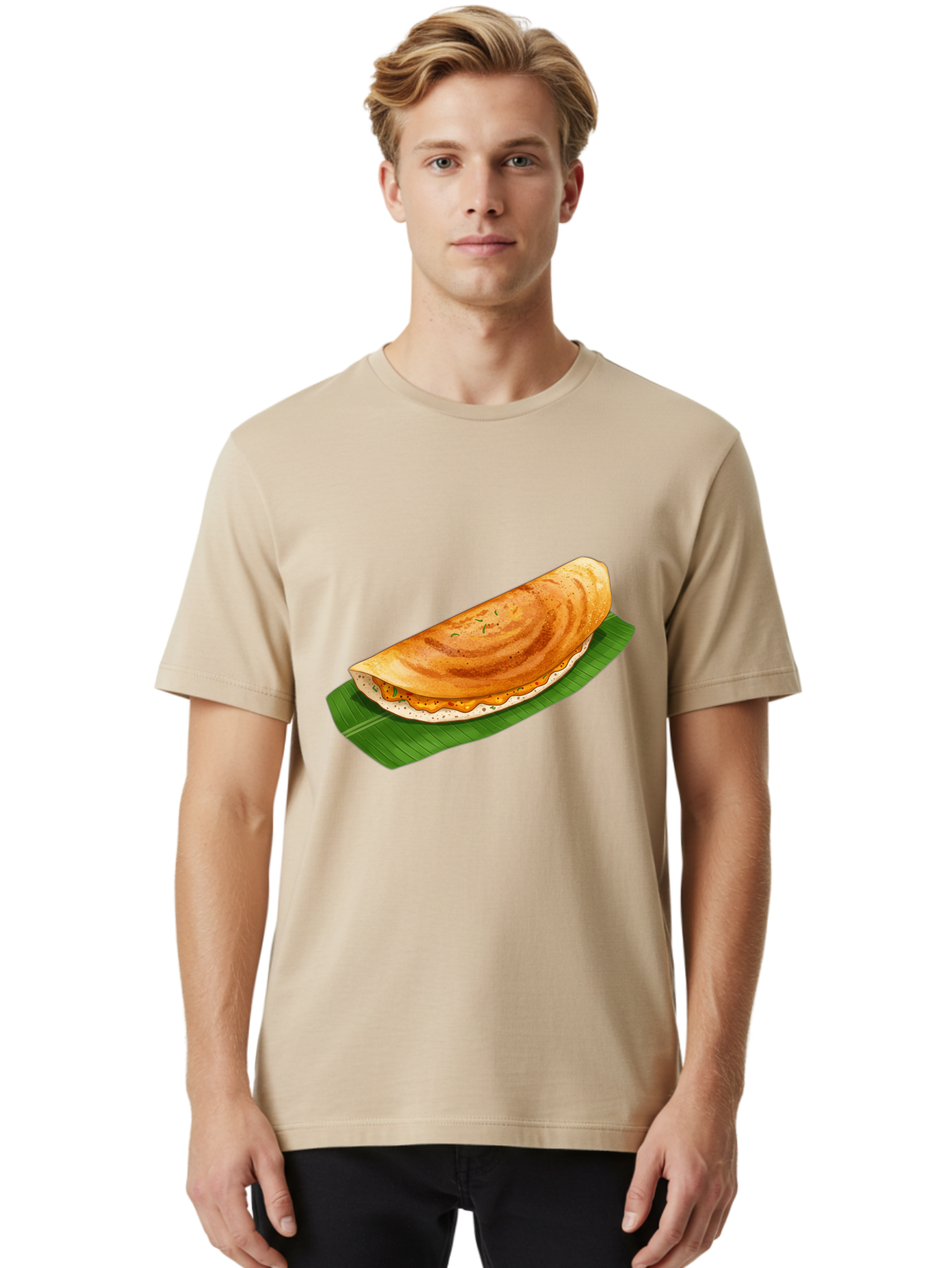 Masala-Dosa-5 Men'S Graphic Tee, 100% Cotton, Comfortable Casual Summer Wear, Machine Washable, Indian Cuisine, South Indian Food, Dosa Recipe, Masala Dosa, Savory Crepe, Fermented Rice, Savory Filling, Spicy Potato, Breakfast Dish, Baa983