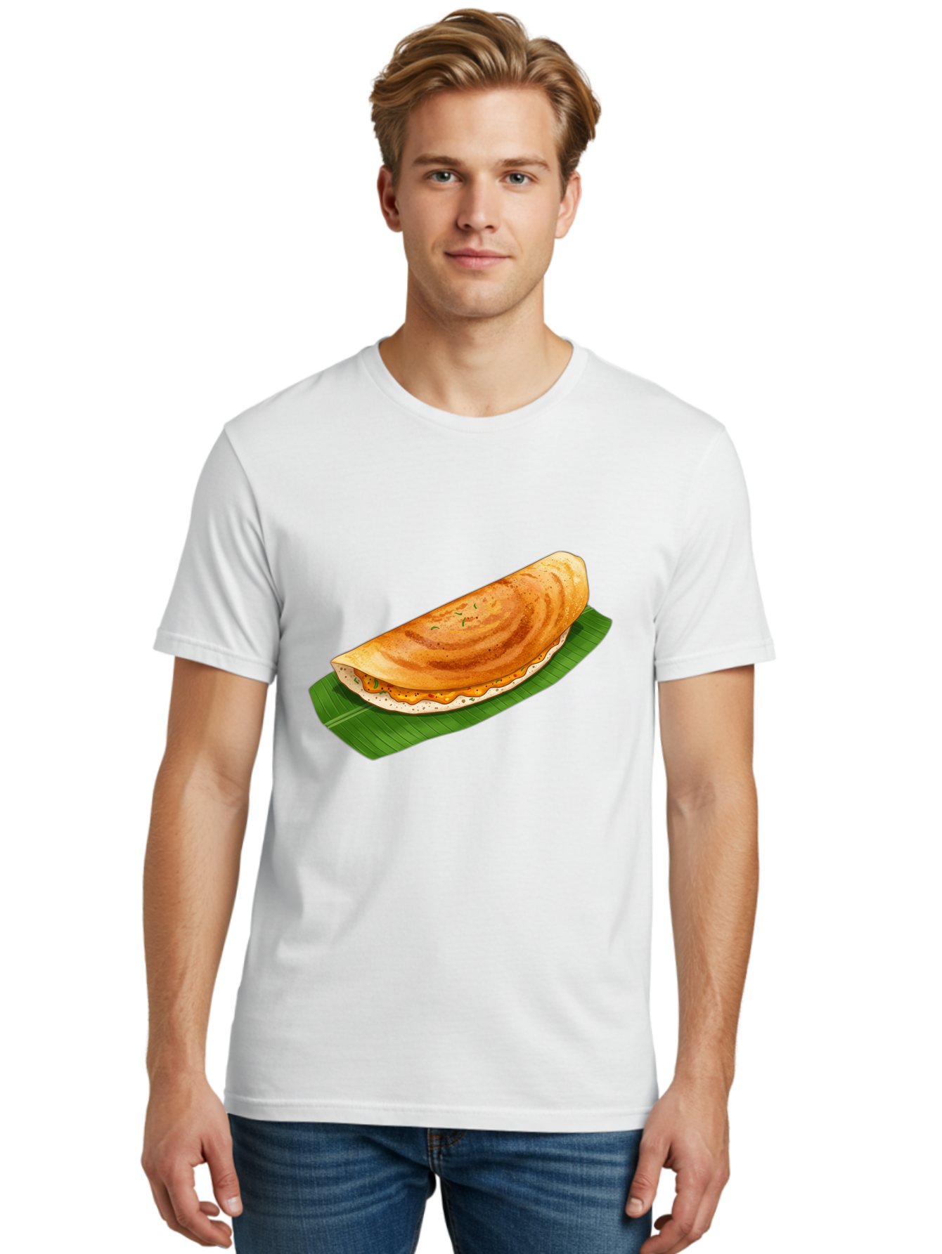 Masala-Dosa-5 Men'S Graphic Tee, 100% Cotton, Comfortable Casual Summer Wear, Machine Washable, Indian Cuisine, South Indian Food, Dosa Recipe, Masala Dosa, Savory Crepe, Fermented Rice, Savory Filling, Spicy Potato, Breakfast Dish, Baa983