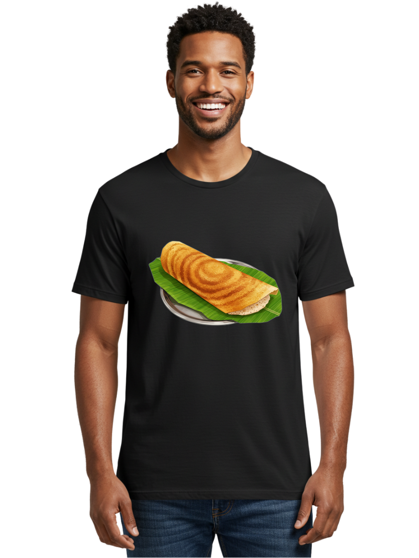 Masala-Dosa-6 Men'S Graphic Tee, 100% Cotton, Comfortable Casual Summer Wear, Machine Washable, South Indian Cuisine, Traditional Breakfast, Dosa Recipe, Masala Dosa, Indian Food, Fermented Crepe, Savory Dish, Authentic Indian, Crispy Dosa, Baa984