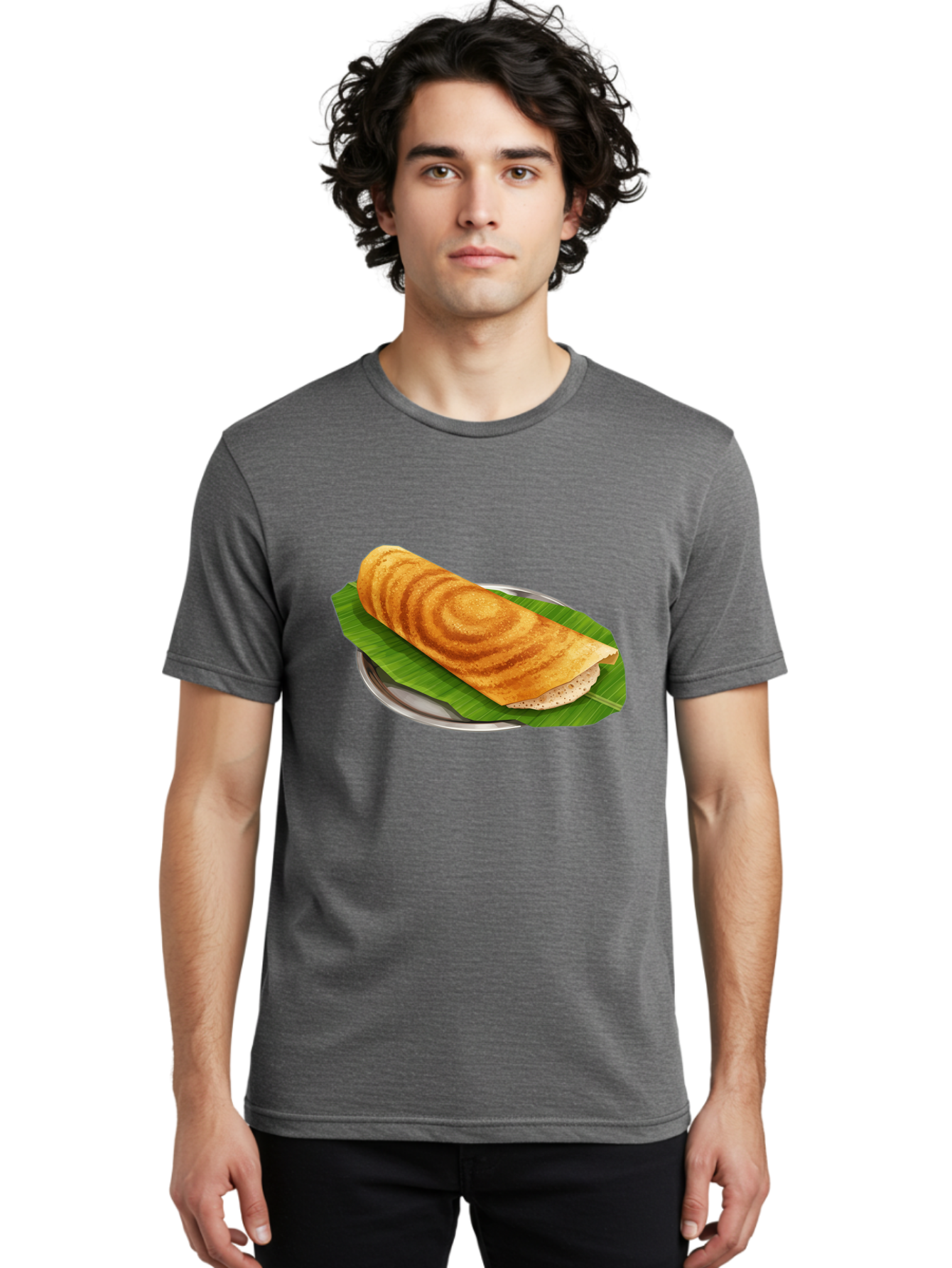 Masala-Dosa-6 Men'S Graphic Tee, 100% Cotton, Comfortable Casual Summer Wear, Machine Washable, South Indian Cuisine, Traditional Breakfast, Dosa Recipe, Masala Dosa, Indian Food, Fermented Crepe, Savory Dish, Authentic Indian, Crispy Dosa, Baa984