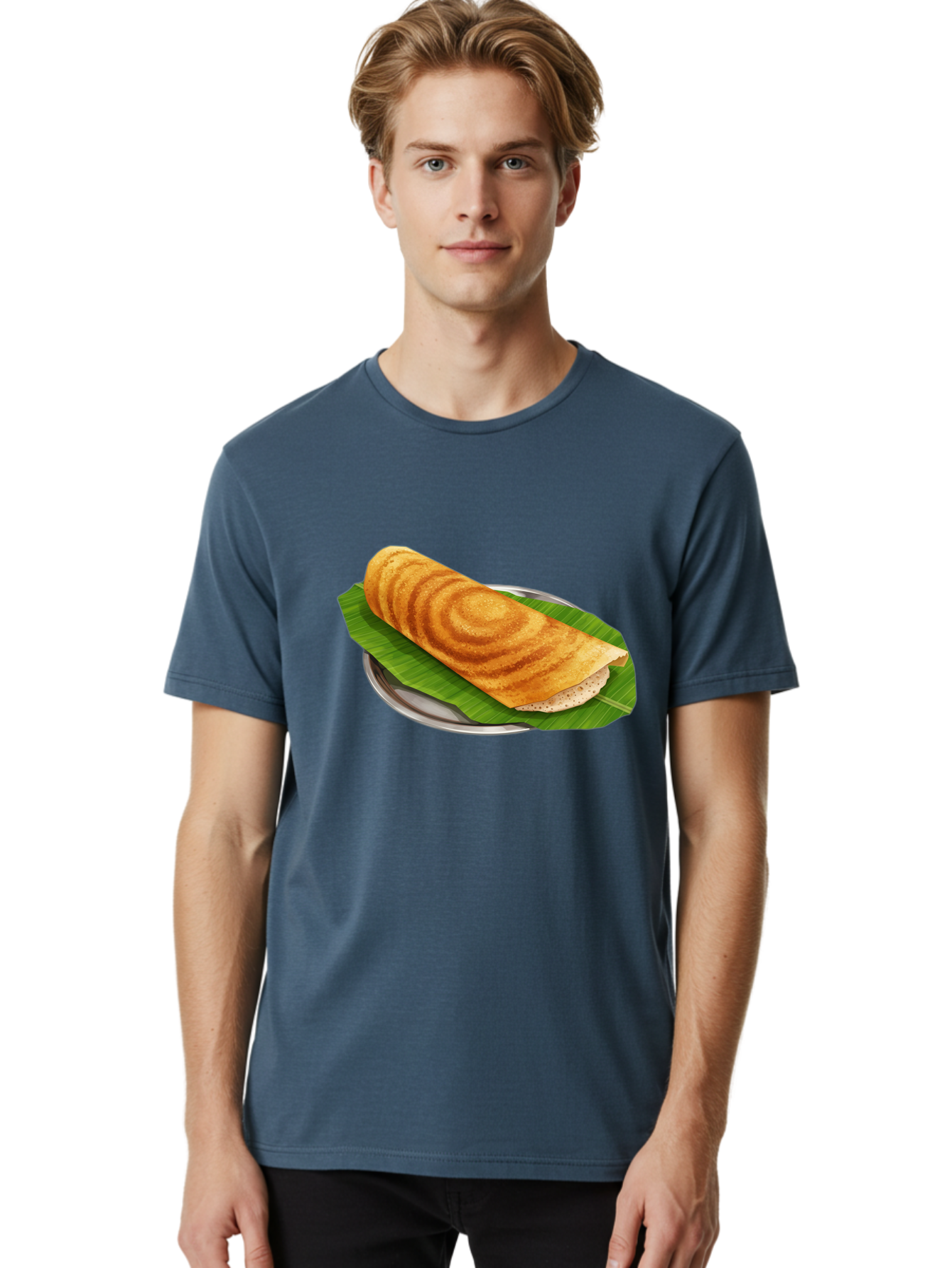 Masala-Dosa-6 Men'S Graphic Tee, 100% Cotton, Comfortable Casual Summer Wear, Machine Washable, South Indian Cuisine, Traditional Breakfast, Dosa Recipe, Masala Dosa, Indian Food, Fermented Crepe, Savory Dish, Authentic Indian, Crispy Dosa, Baa984