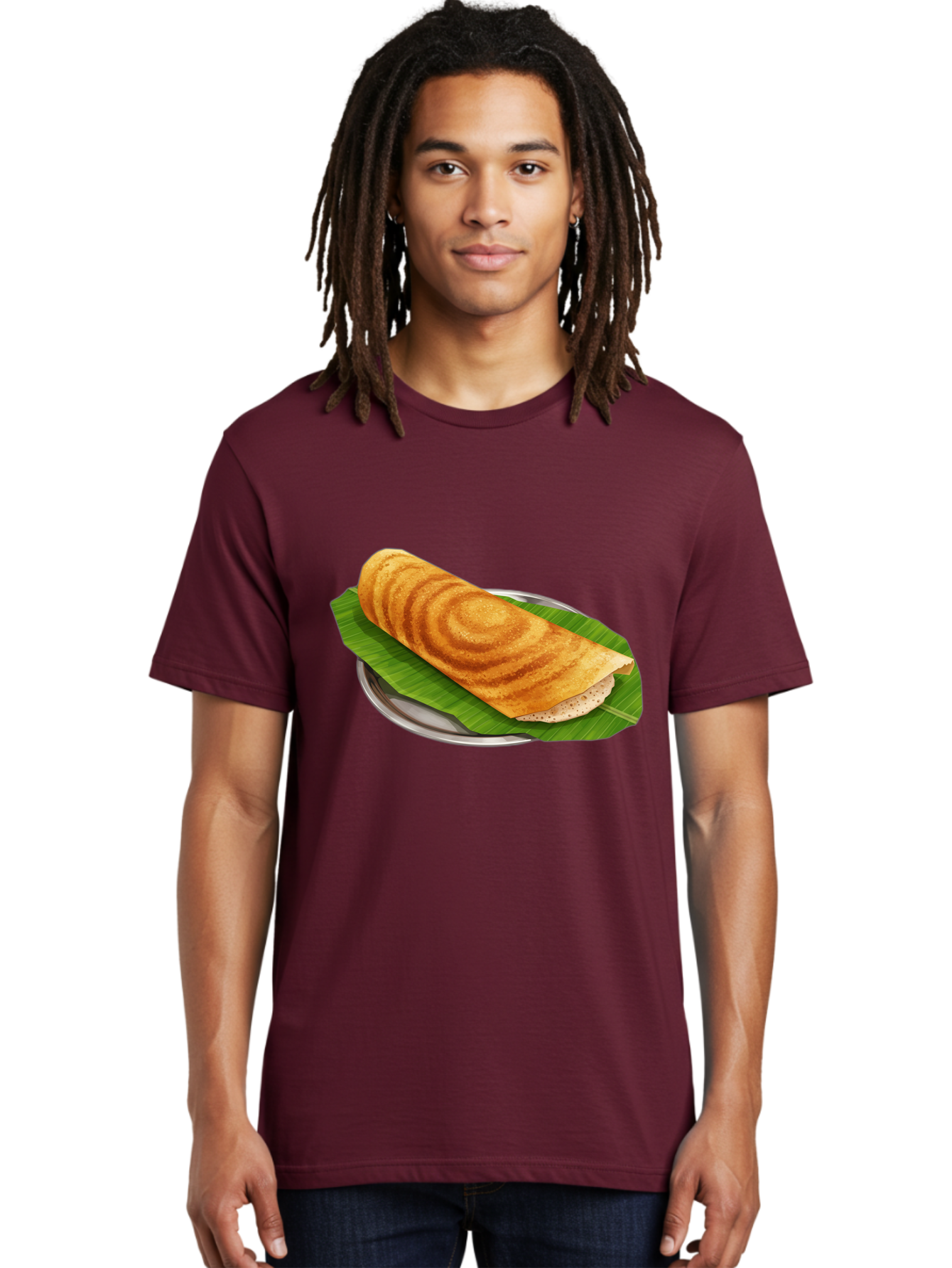 Masala-Dosa-6 Men'S Graphic Tee, 100% Cotton, Comfortable Casual Summer Wear, Machine Washable, South Indian Cuisine, Traditional Breakfast, Dosa Recipe, Masala Dosa, Indian Food, Fermented Crepe, Savory Dish, Authentic Indian, Crispy Dosa, Baa984