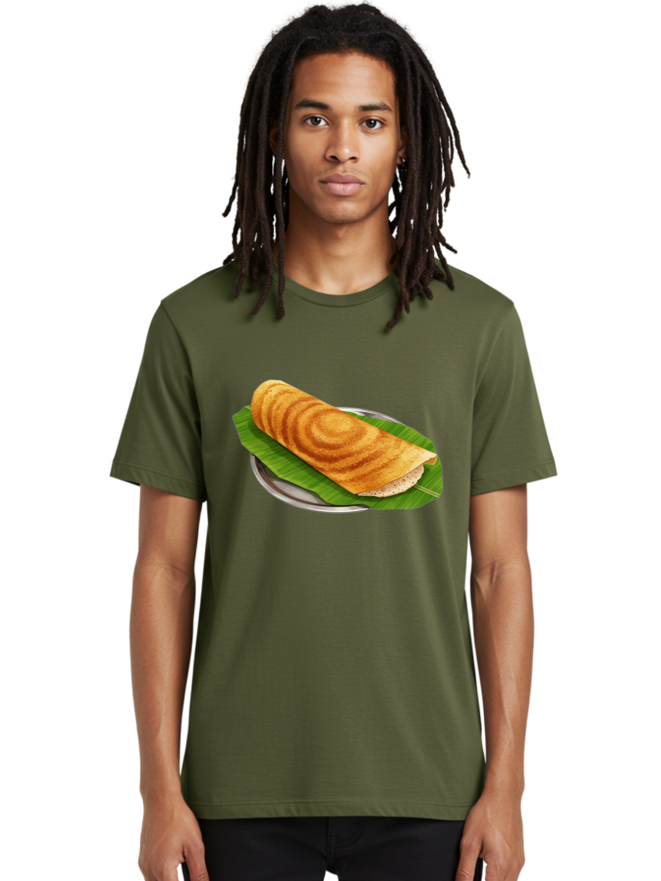 Masala-Dosa-6 Men'S Graphic Tee, 100% Cotton, Comfortable Casual Summer Wear, Machine Washable, South Indian Cuisine, Traditional Breakfast, Dosa Recipe, Masala Dosa, Indian Food, Fermented Crepe, Savory Dish, Authentic Indian, Crispy Dosa, Baa984