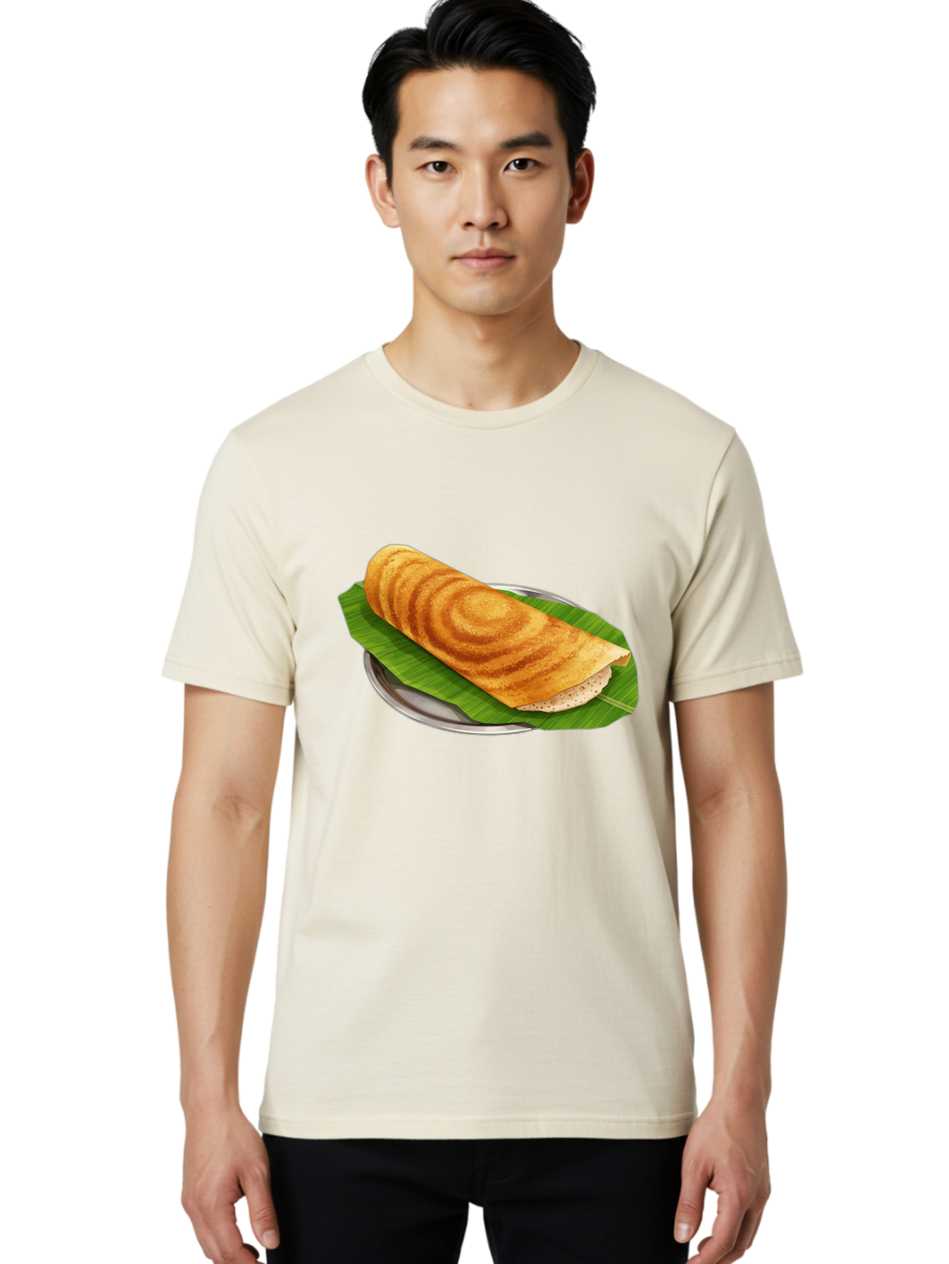 Masala-Dosa-6 Men'S Graphic Tee, 100% Cotton, Comfortable Casual Summer Wear, Machine Washable, South Indian Cuisine, Traditional Breakfast, Dosa Recipe, Masala Dosa, Indian Food, Fermented Crepe, Savory Dish, Authentic Indian, Crispy Dosa, Baa984
