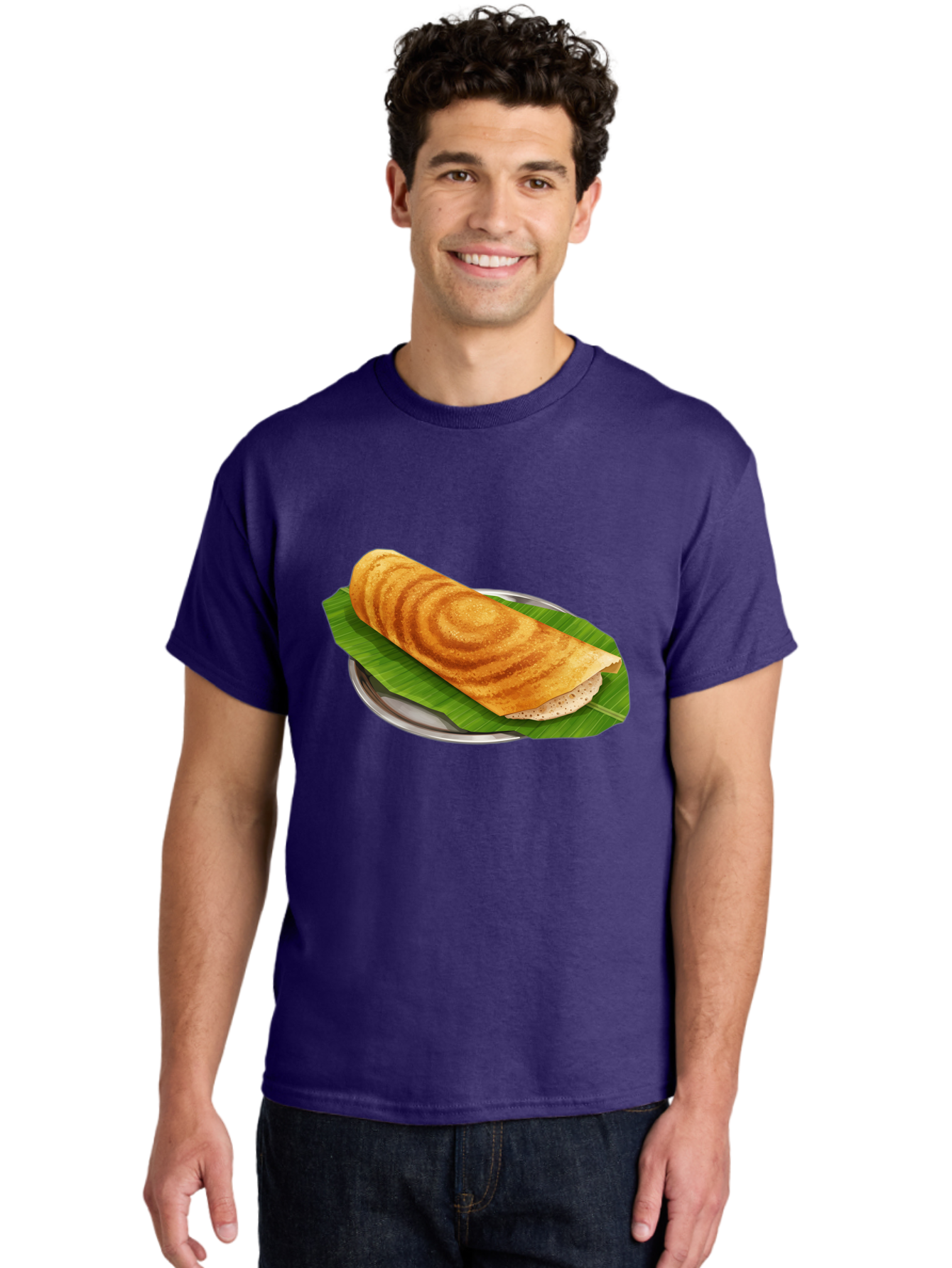 Masala-Dosa-6 Men'S Graphic Tee, 100% Cotton, Comfortable Casual Summer Wear, Machine Washable, South Indian Cuisine, Traditional Breakfast, Dosa Recipe, Masala Dosa, Indian Food, Fermented Crepe, Savory Dish, Authentic Indian, Crispy Dosa, Baa984