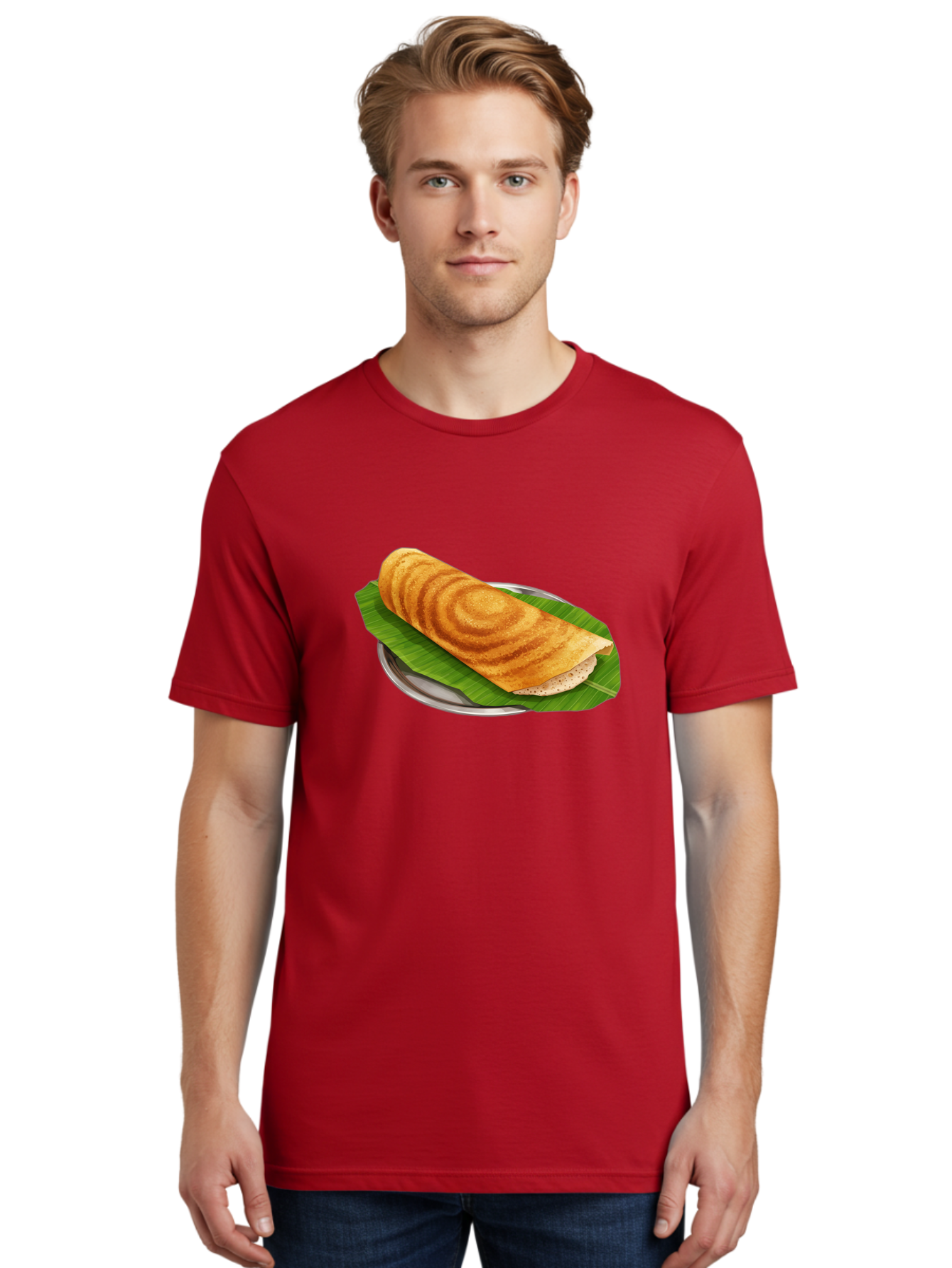 Masala-Dosa-6 Men'S Graphic Tee, 100% Cotton, Comfortable Casual Summer Wear, Machine Washable, South Indian Cuisine, Traditional Breakfast, Dosa Recipe, Masala Dosa, Indian Food, Fermented Crepe, Savory Dish, Authentic Indian, Crispy Dosa, Baa984