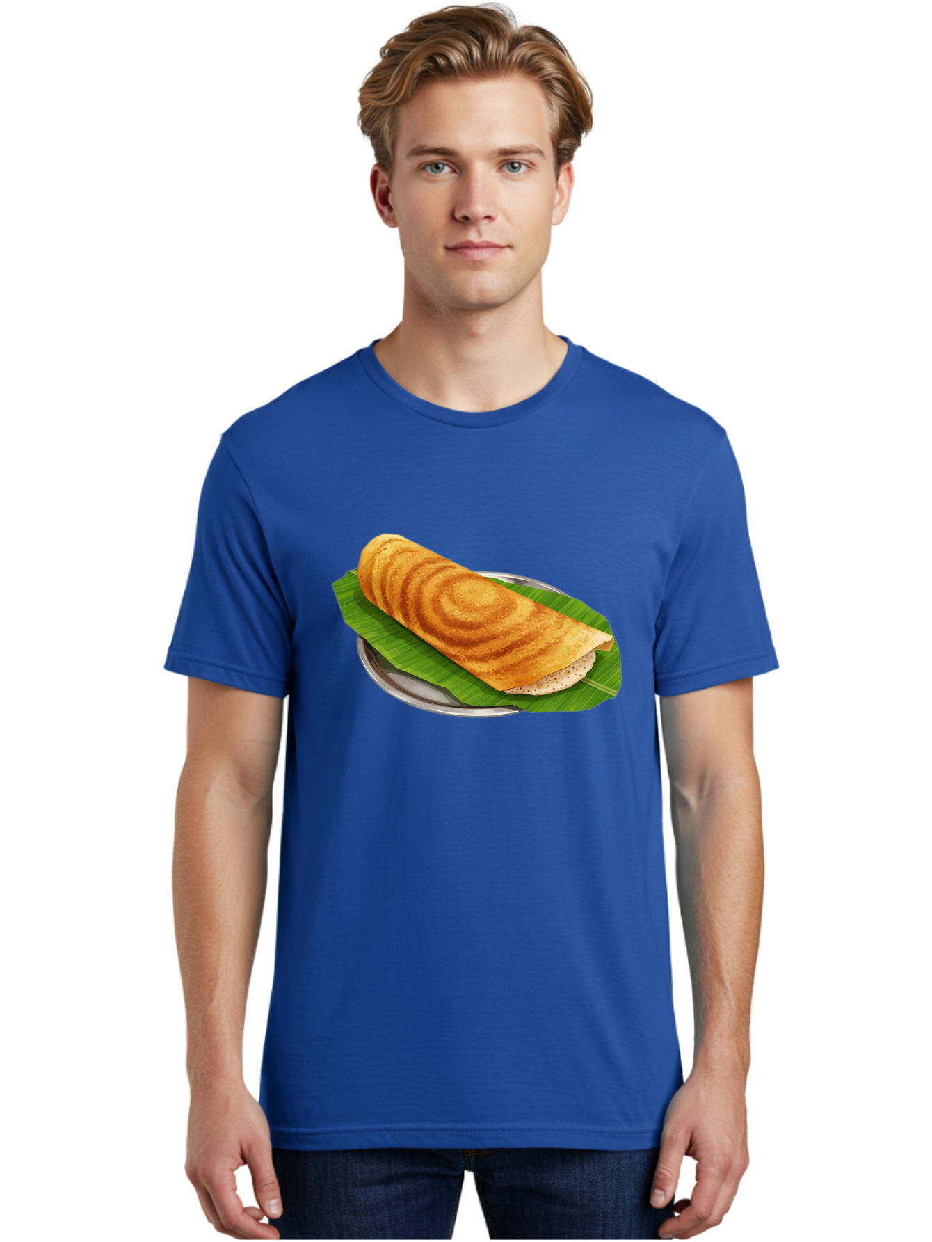 Masala-Dosa-6 Men'S Graphic Tee, 100% Cotton, Comfortable Casual Summer Wear, Machine Washable, South Indian Cuisine, Traditional Breakfast, Dosa Recipe, Masala Dosa, Indian Food, Fermented Crepe, Savory Dish, Authentic Indian, Crispy Dosa, Baa984