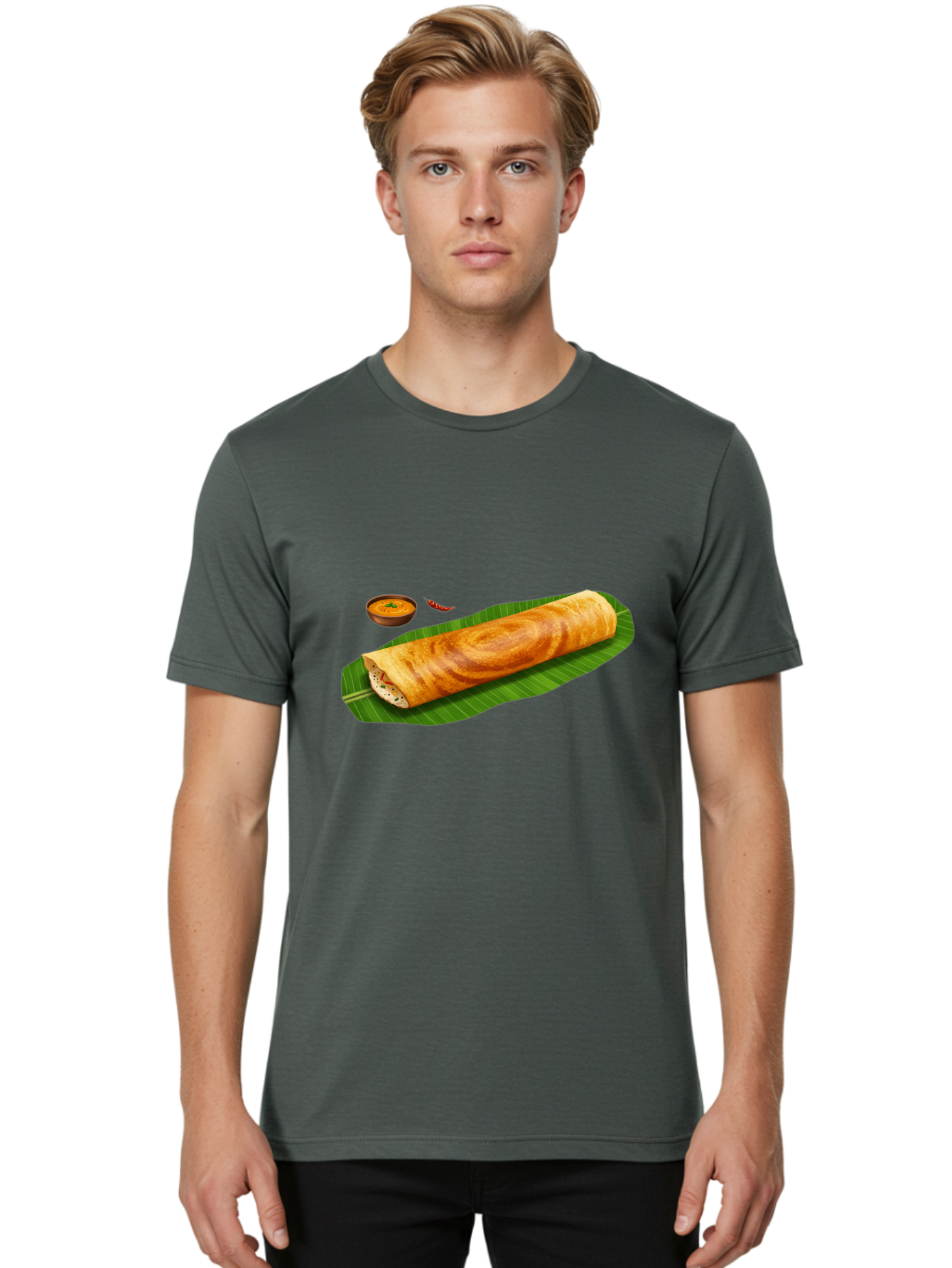 Masala-Dosa-7 Men'S Graphic Tee, 100% Cotton, Comfortable Casual Summer Wear, Machine Washable, South Indian Cuisine, Crispy Dosa, Masala Filling, Spiced Potatoes, Chutney, Traditional Food, Indian Breakfast, Dosa Recipe, Vegetarian Dish Baa985