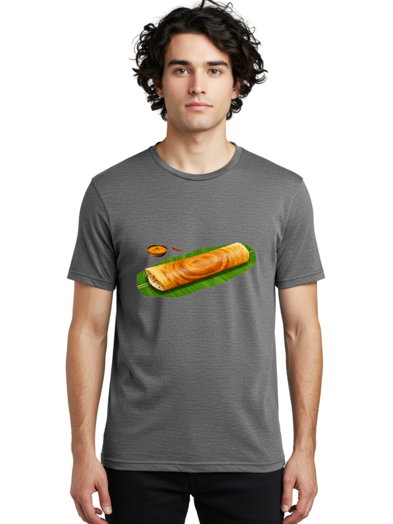 Masala-Dosa-7 Men'S Graphic Tee, 100% Cotton, Comfortable Casual Summer Wear, Machine Washable, South Indian Cuisine, Crispy Dosa, Masala Filling, Spiced Potatoes, Chutney, Traditional Food, Indian Breakfast, Dosa Recipe, Vegetarian Dish Baa985