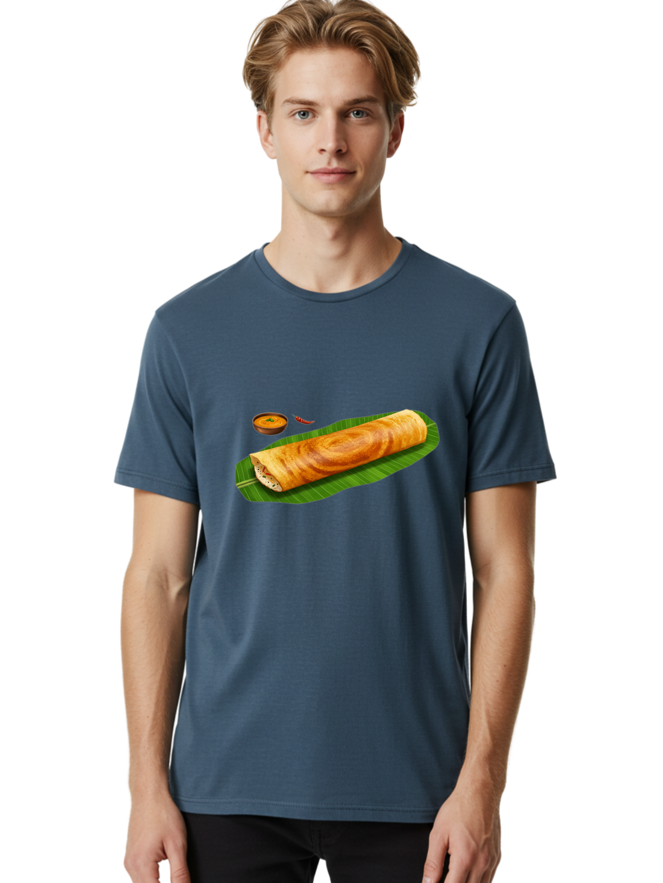 Masala-Dosa-7 Men'S Graphic Tee, 100% Cotton, Comfortable Casual Summer Wear, Machine Washable, South Indian Cuisine, Crispy Dosa, Masala Filling, Spiced Potatoes, Chutney, Traditional Food, Indian Breakfast, Dosa Recipe, Vegetarian Dish Baa985