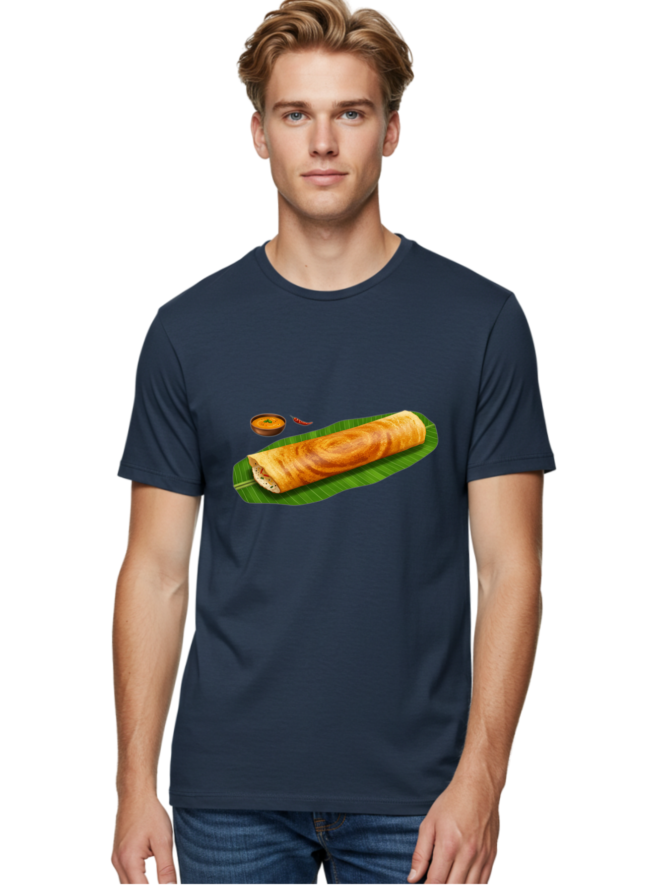 Masala-Dosa-7 Men'S Graphic Tee, 100% Cotton, Comfortable Casual Summer Wear, Machine Washable, South Indian Cuisine, Crispy Dosa, Masala Filling, Spiced Potatoes, Chutney, Traditional Food, Indian Breakfast, Dosa Recipe, Vegetarian Dish Baa985