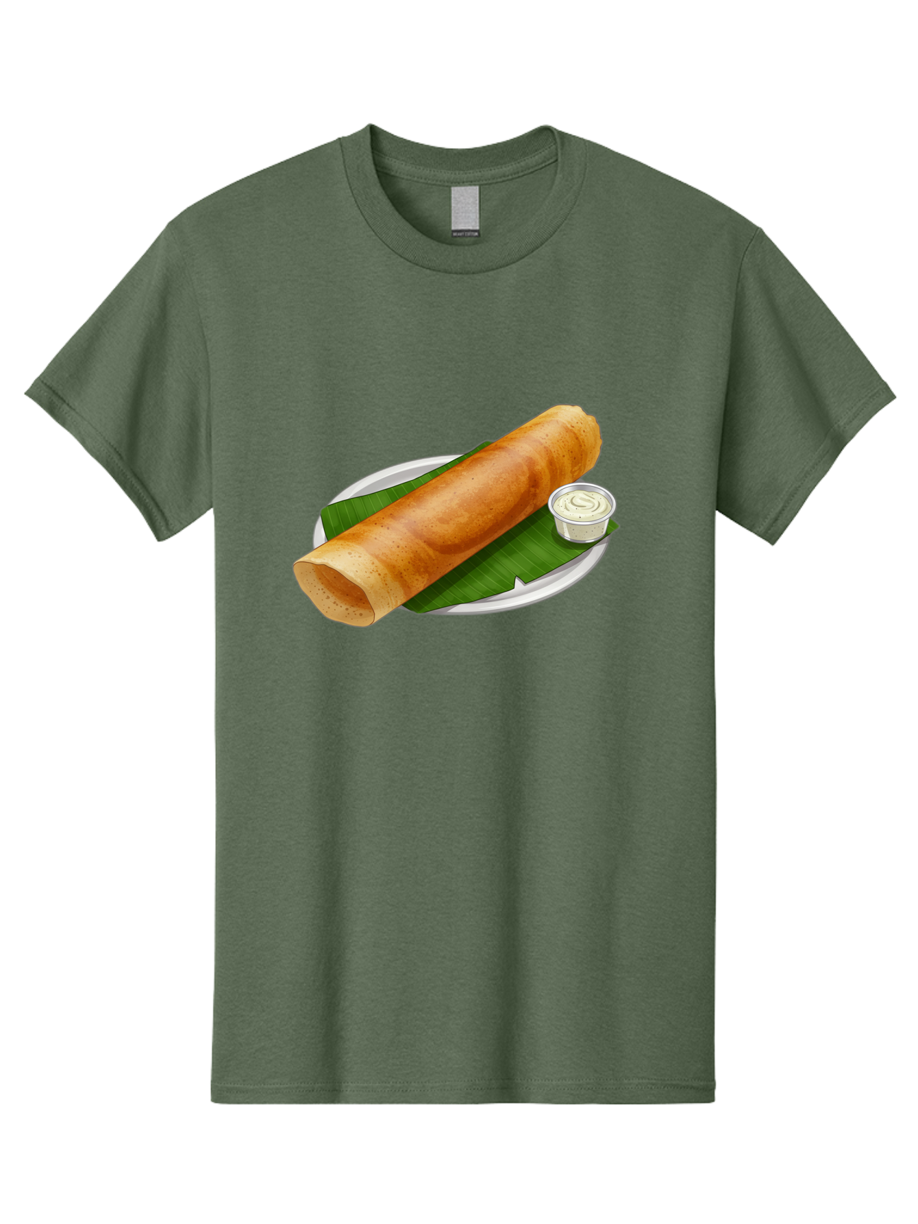 Masala-Dosa-8 Men'S Graphic Tee, 100% Cotton, Comfortable Casual Summer Wear, Machine Washable, South Indian Cuisine, Fermented Rice Crepe, Traditional Breakfast, Dosa With Chutney, Indian Street Food, Savory Crepes, Baa986