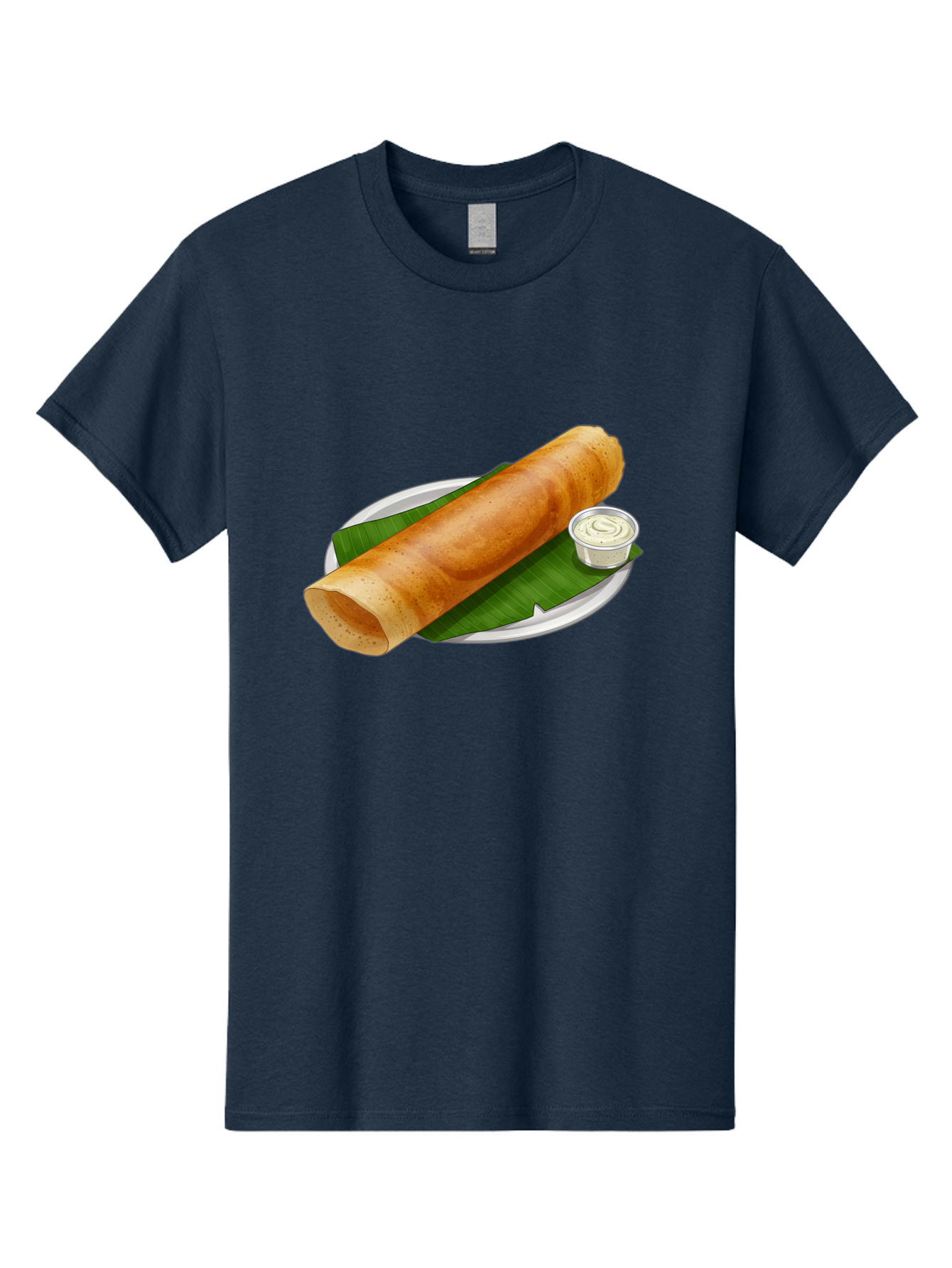 Masala-Dosa-8 Men'S Graphic Tee, 100% Cotton, Comfortable Casual Summer Wear, Machine Washable, South Indian Cuisine, Fermented Rice Crepe, Traditional Breakfast, Dosa With Chutney, Indian Street Food, Savory Crepes, Baa986