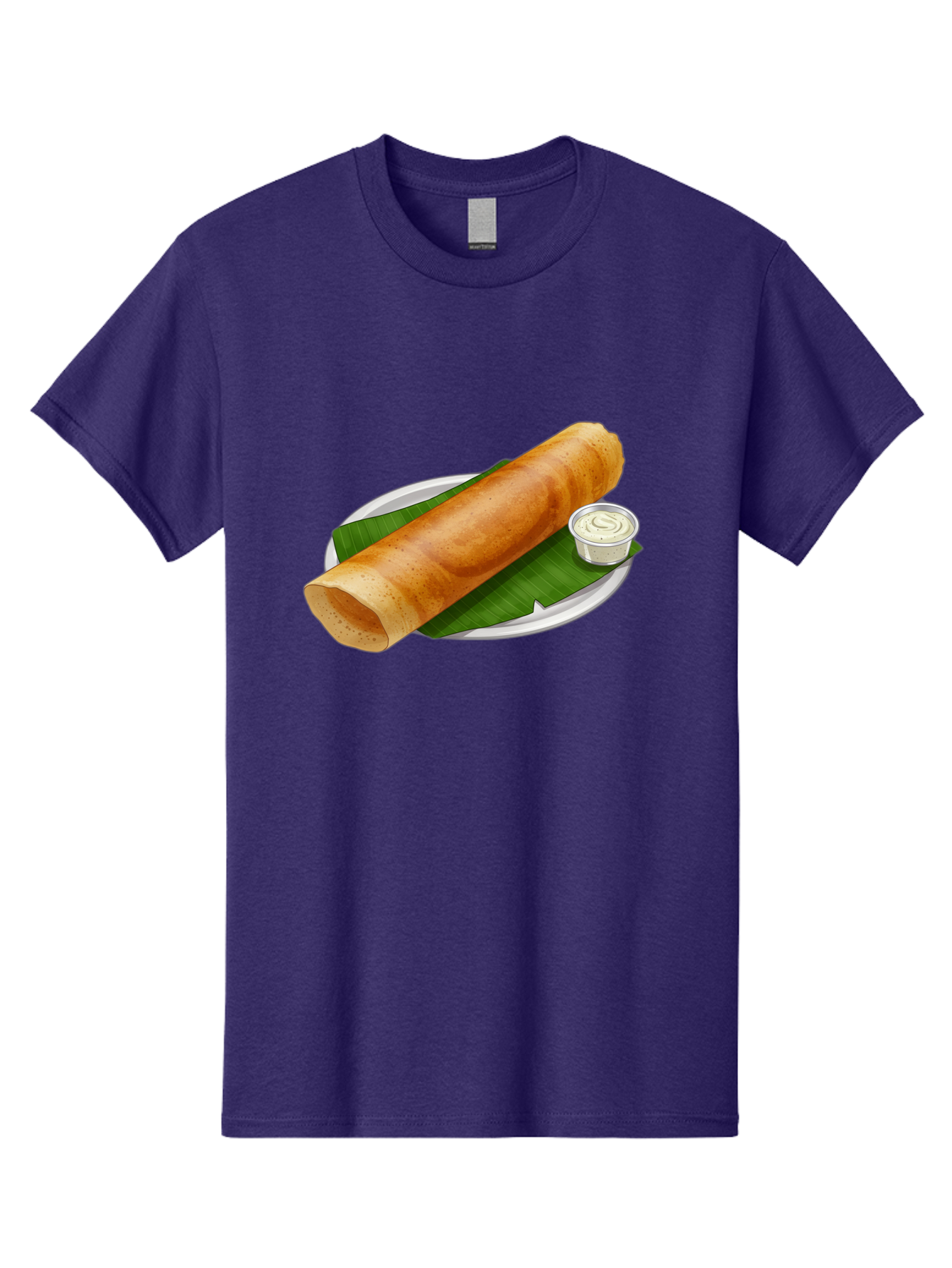 Masala-Dosa-8 Men'S Graphic Tee, 100% Cotton, Comfortable Casual Summer Wear, Machine Washable, South Indian Cuisine, Fermented Rice Crepe, Traditional Breakfast, Dosa With Chutney, Indian Street Food, Savory Crepes, Baa986