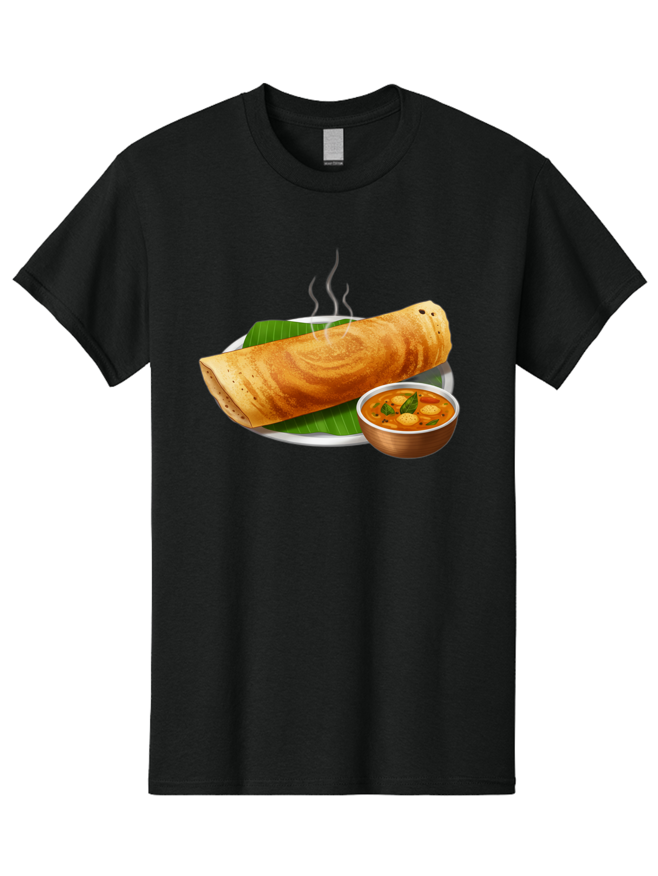 Masala-Dosa-9 Men'S Graphic Tee, 100% Cotton, Comfortable Casual Summer Wear, Machine Washable, South Indian Cuisine, Traditional Breakfast, Dosa And Sambar, Indian Food, Savory Crepe, Spicy Curry, Steaming Hot, Banana Leaf, Delicious Meal, Baa987